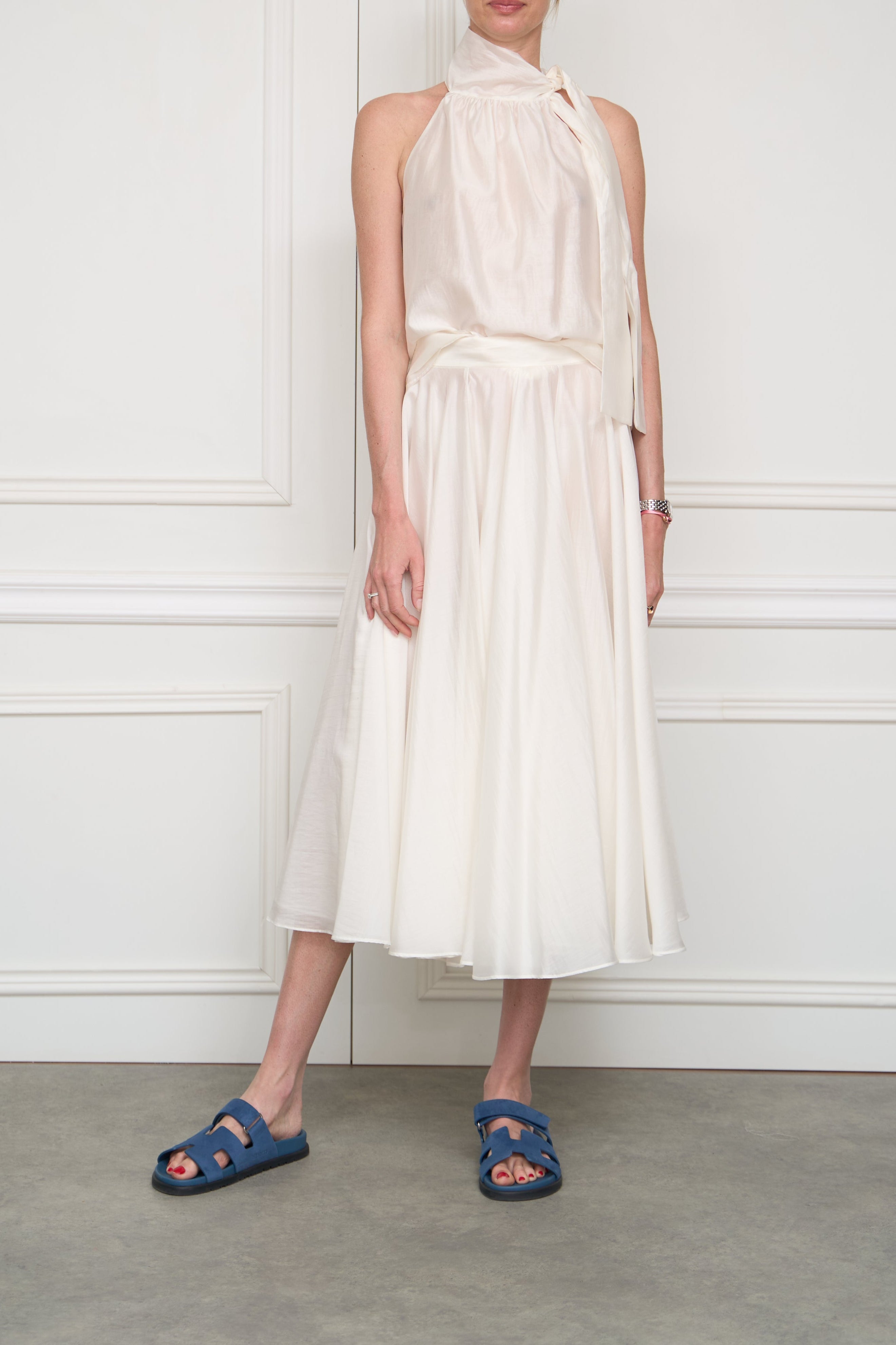 Midi dress with tie tail in yellow 