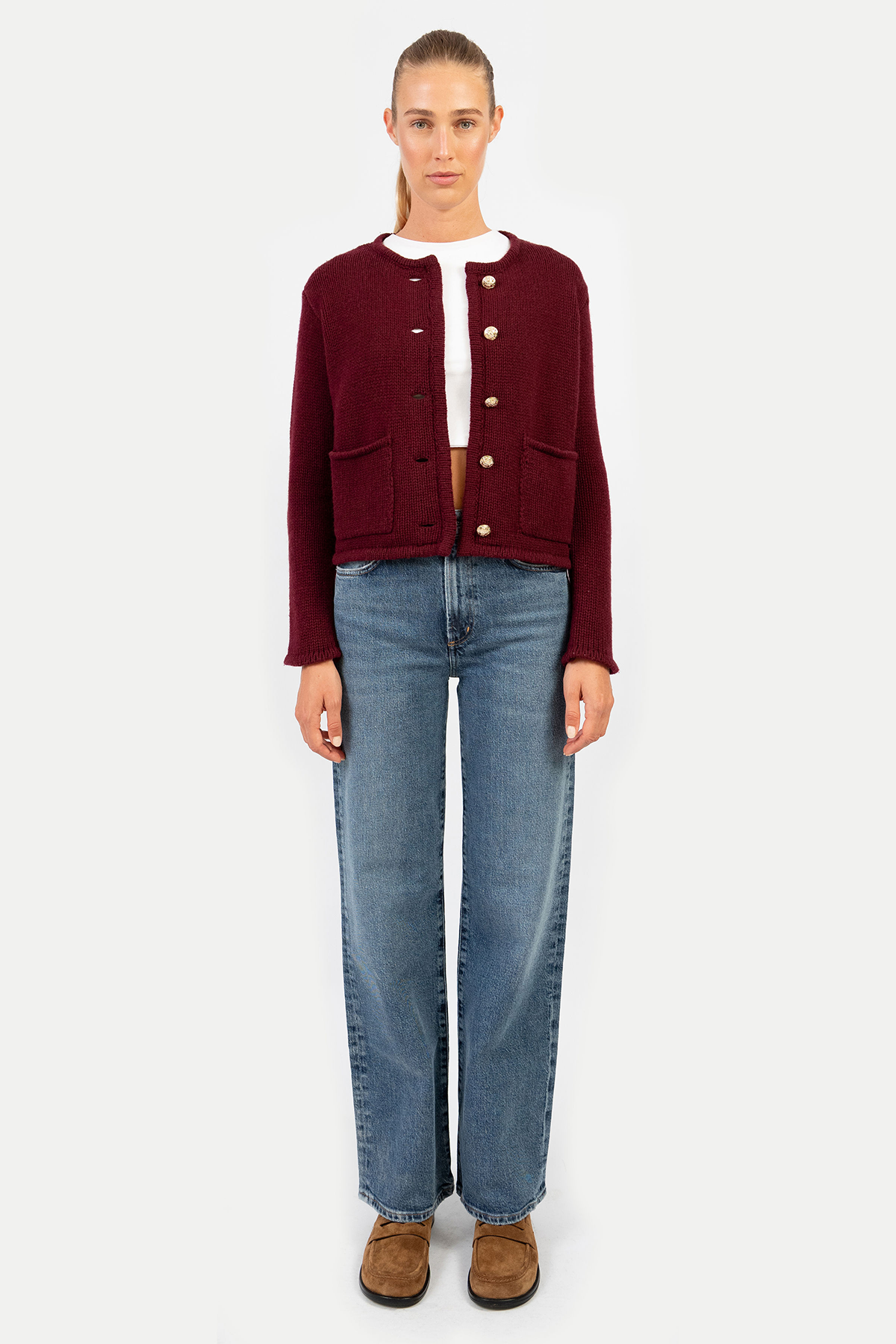 'Patricia' Strickjacke in dark cherry