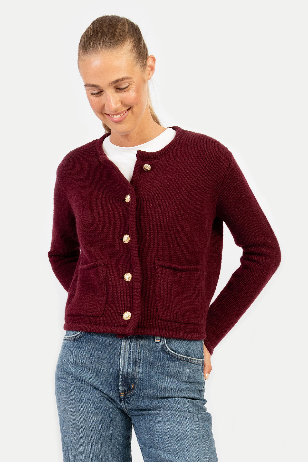 'Patricia' Strickjacke in dark cherry