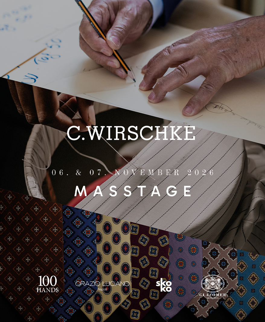 Masstage 6.–7. November 2026 bei C. Wirschke mit Orazio Luciano, 100Hands, Skoko und Glazomer – Schneider beim Zuschnitt