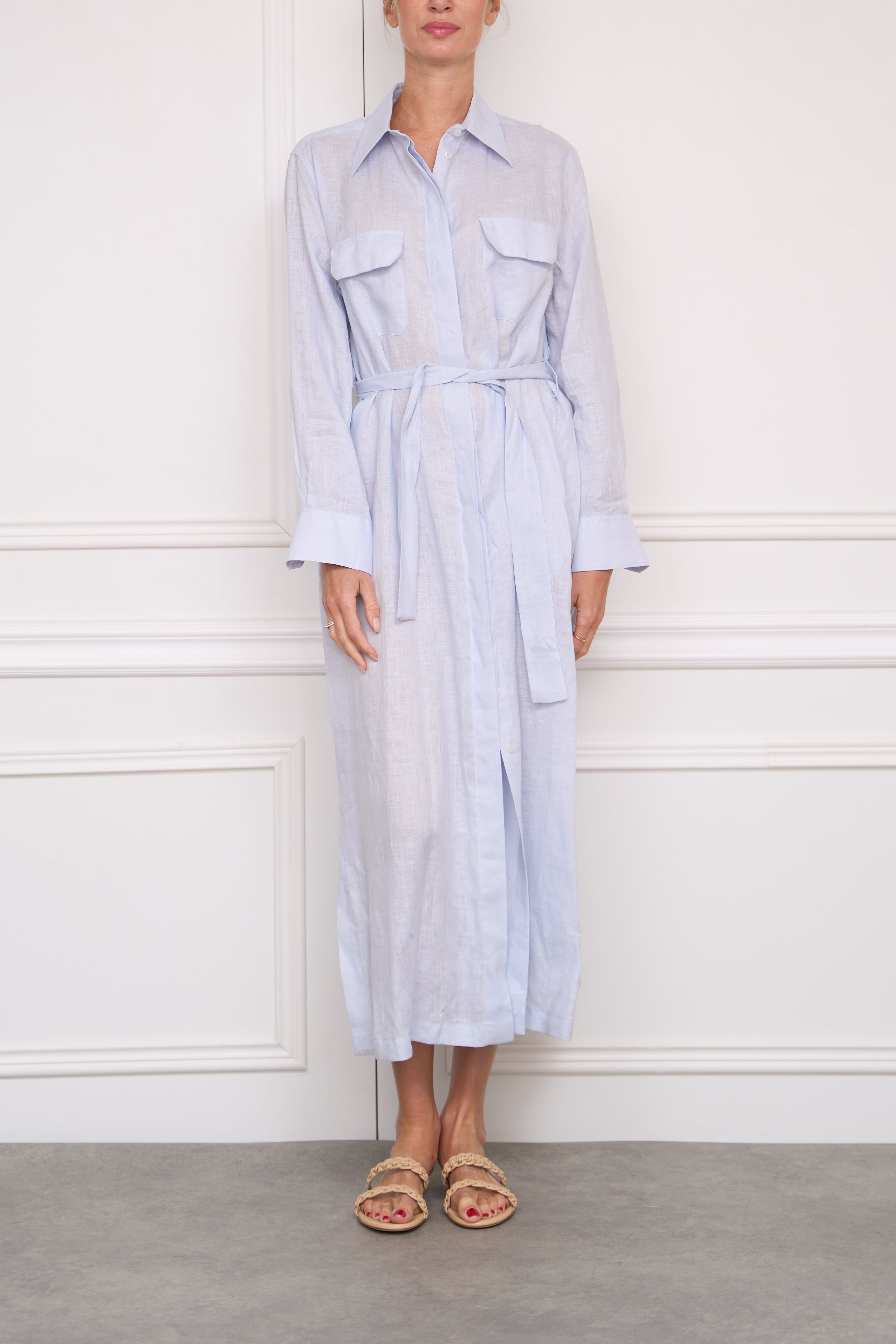 Leinenkleid in hellblau