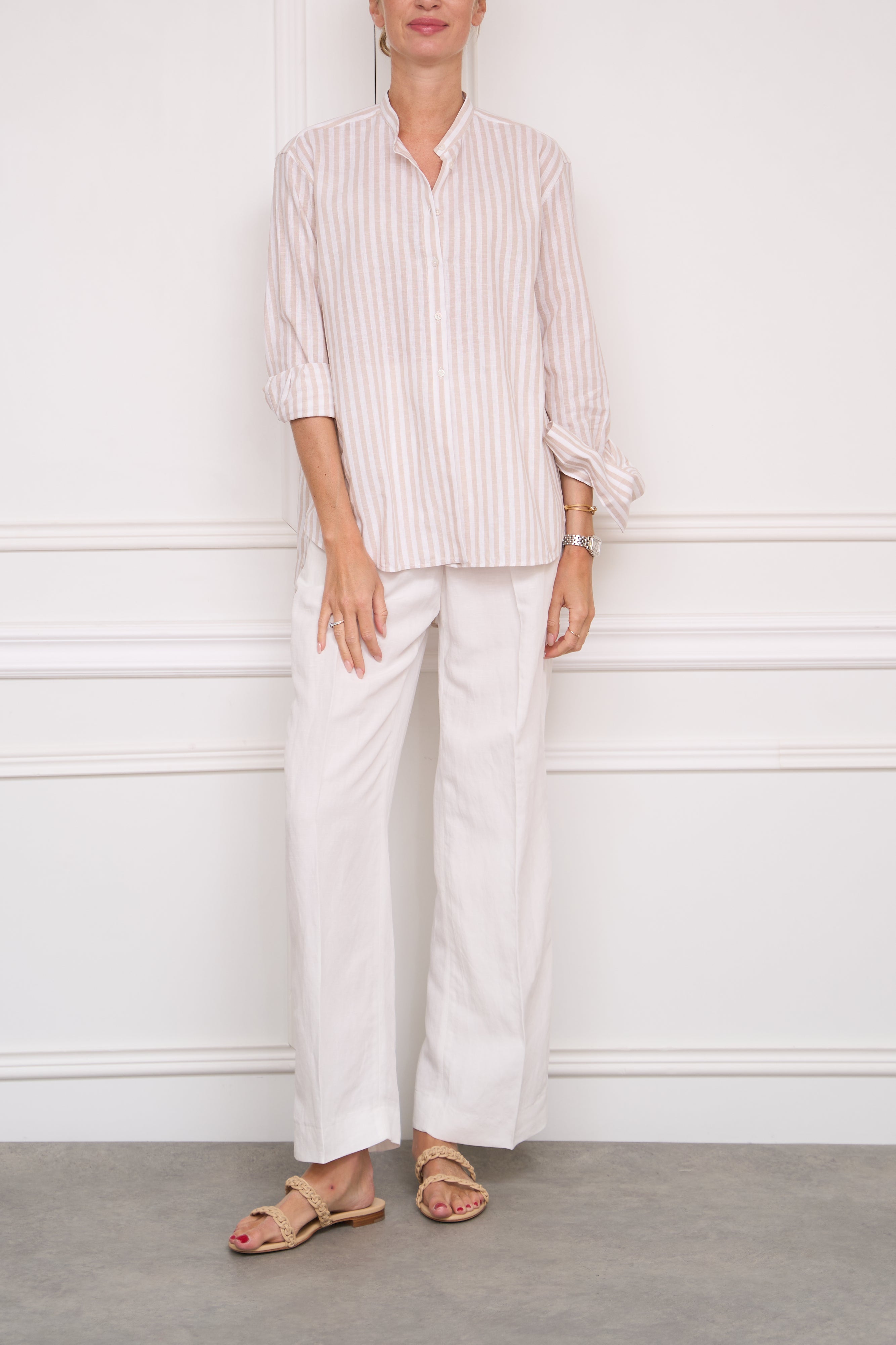 Gestreifte Bluse in beige/weiß