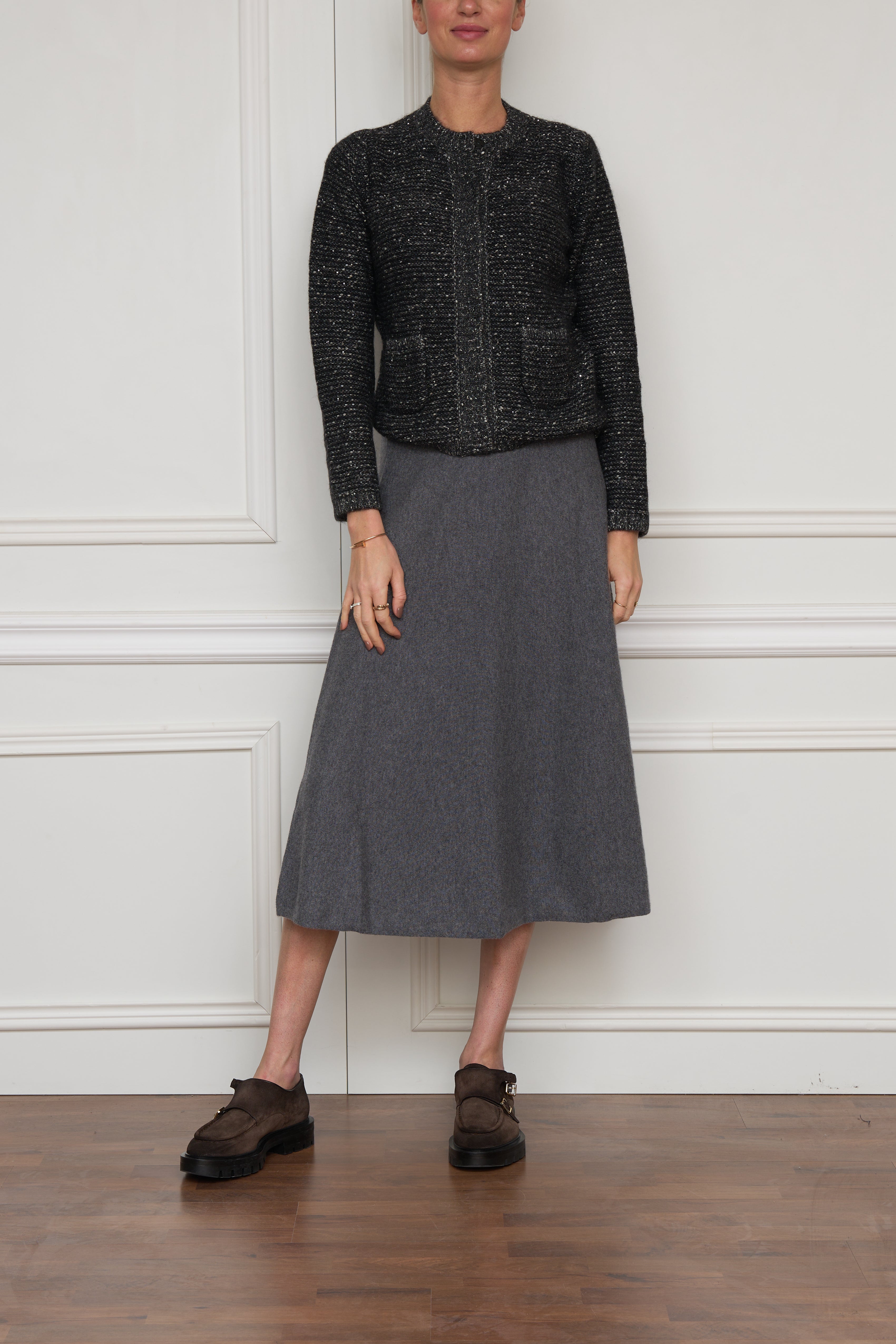 Glitzende Strickjacke in schwarz