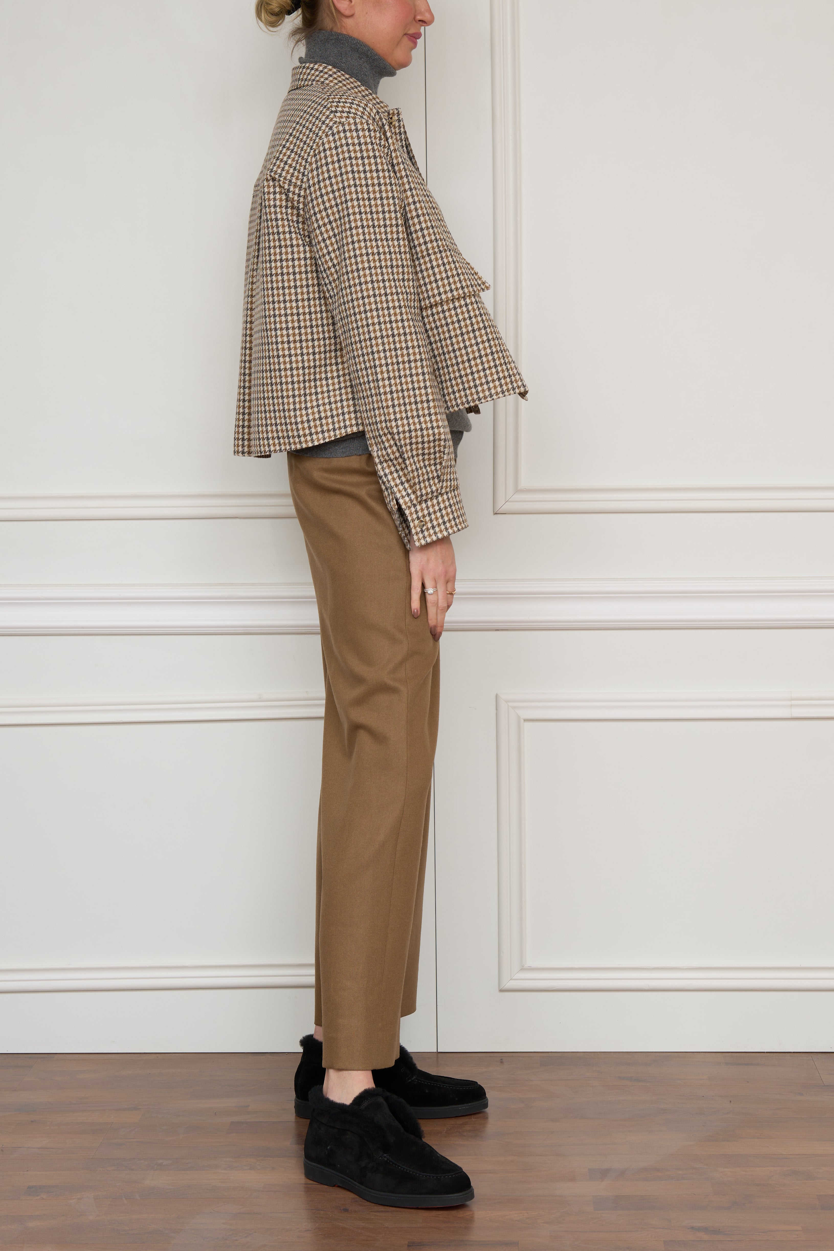 Hahnentritt-Jacke in beige