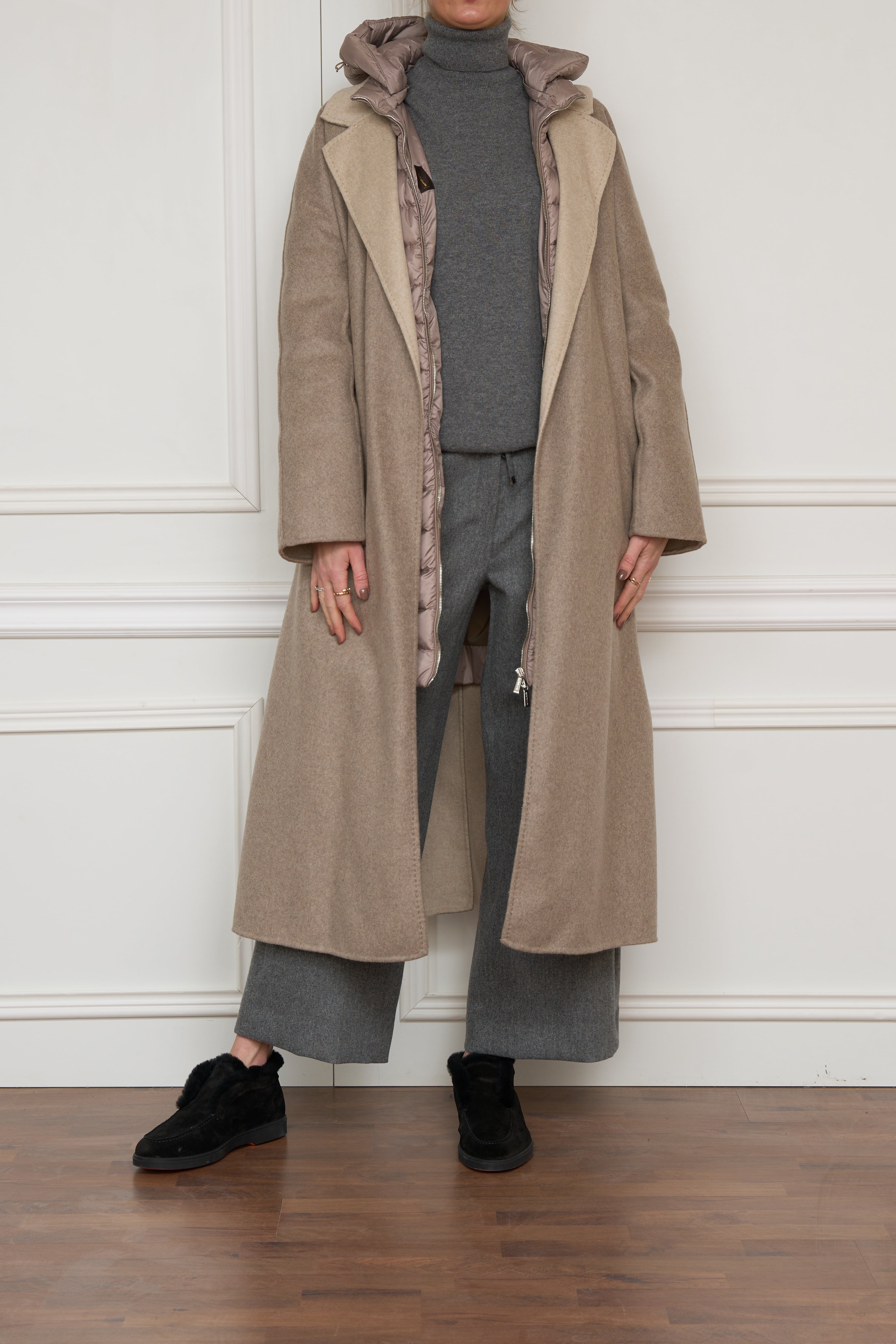 Doubleface-Mantel in beige