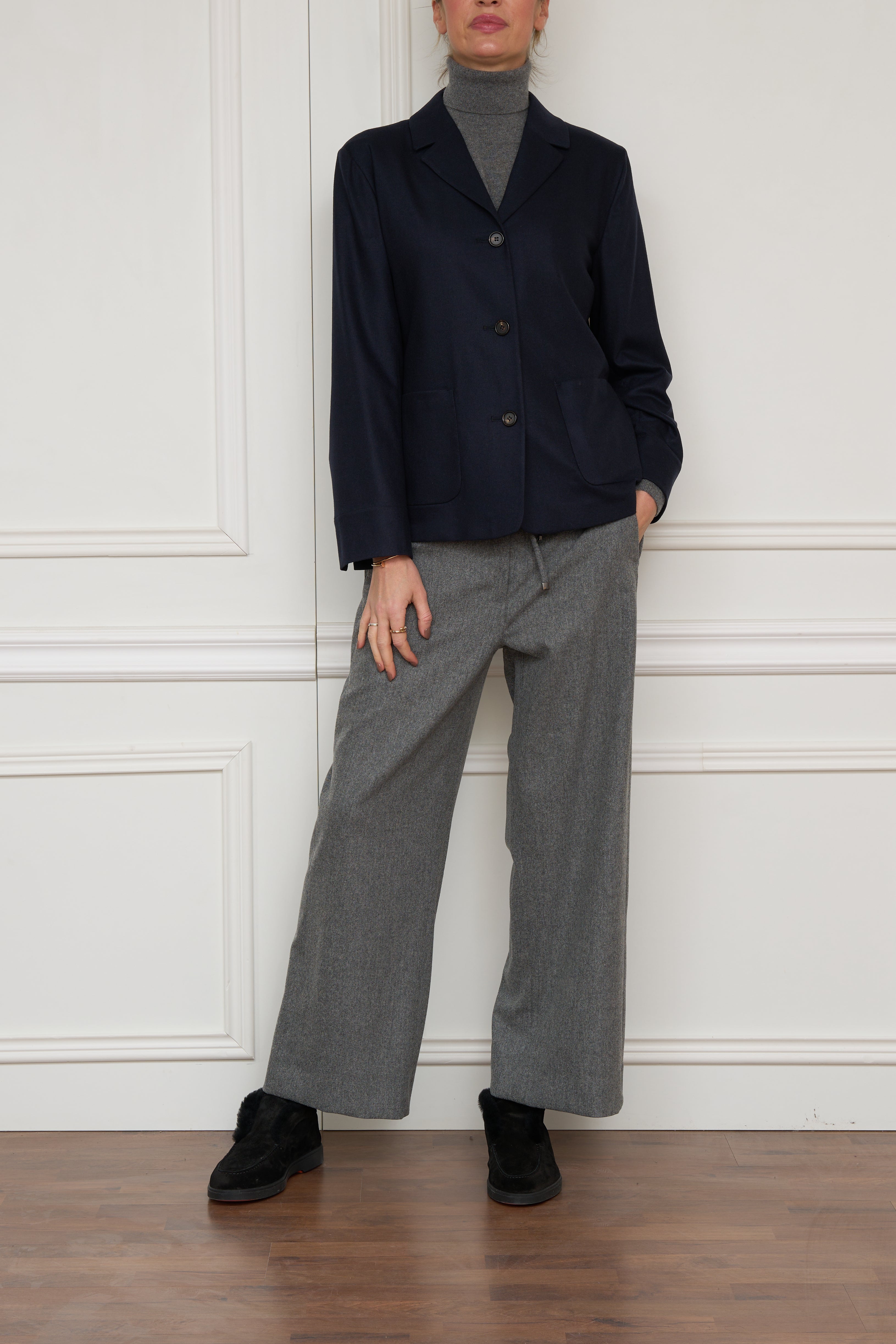 Jacke aus Wollflanell in marine