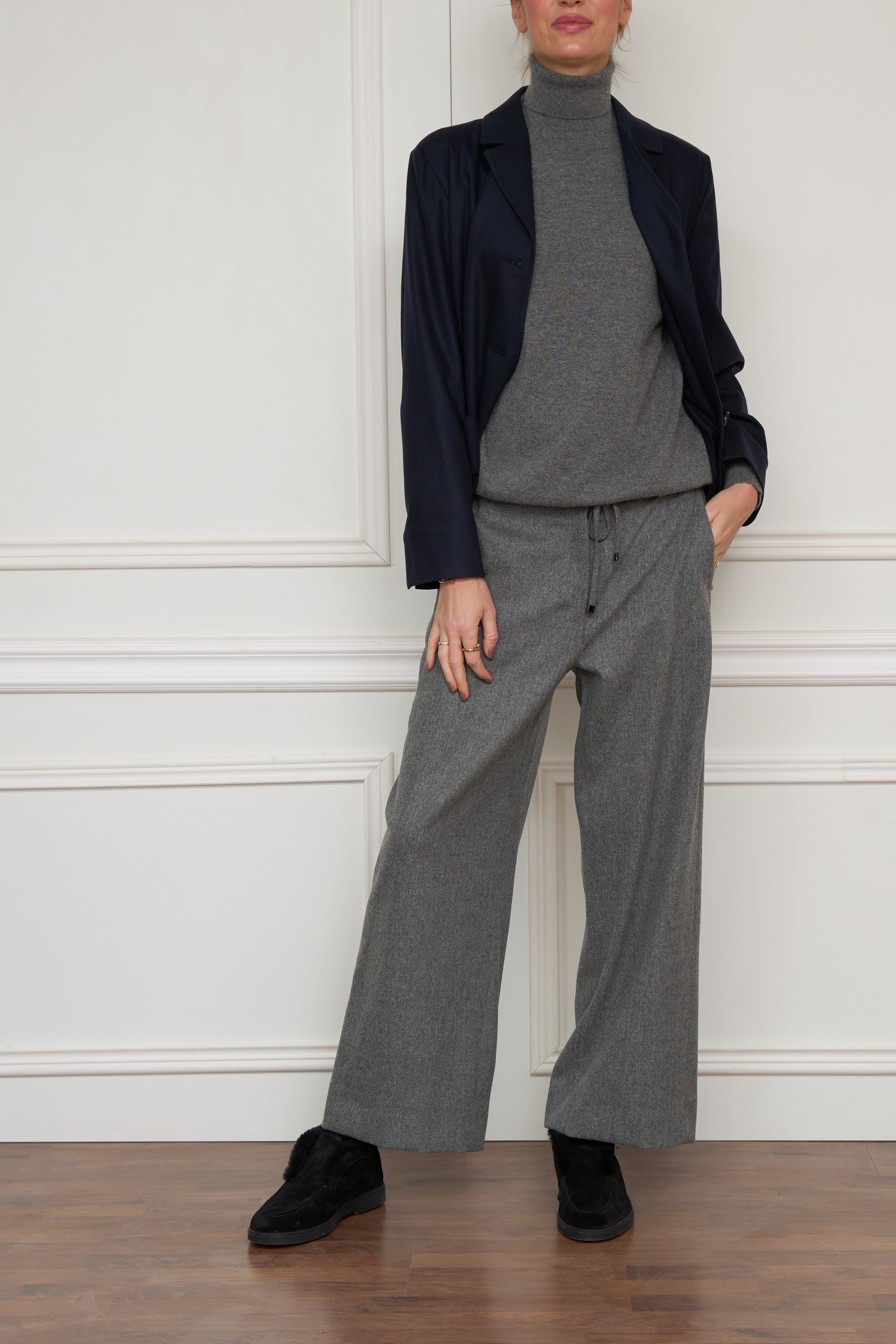 Jacke aus Wollflanell in marine