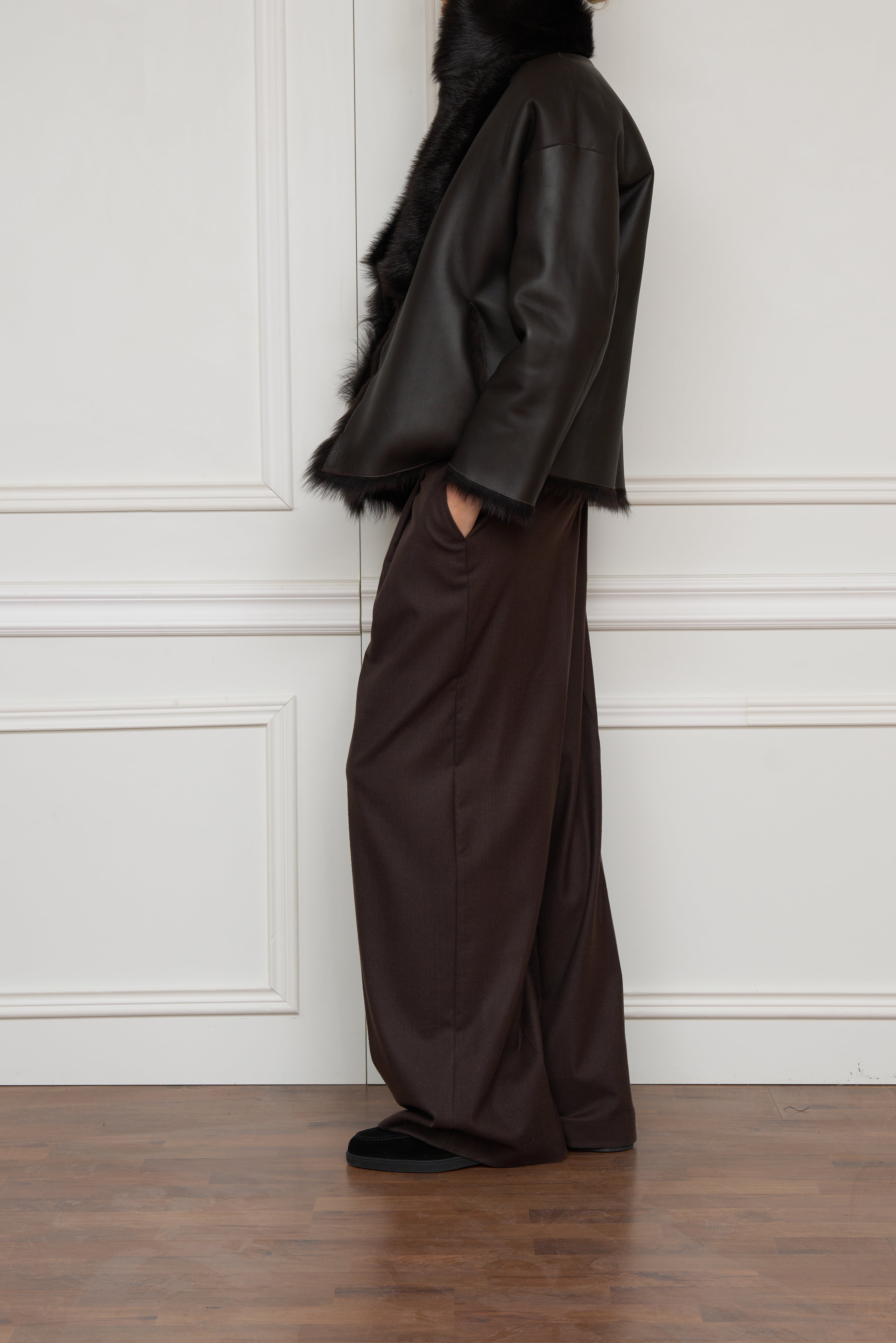 Wendejacke aus Lammfell und Leder