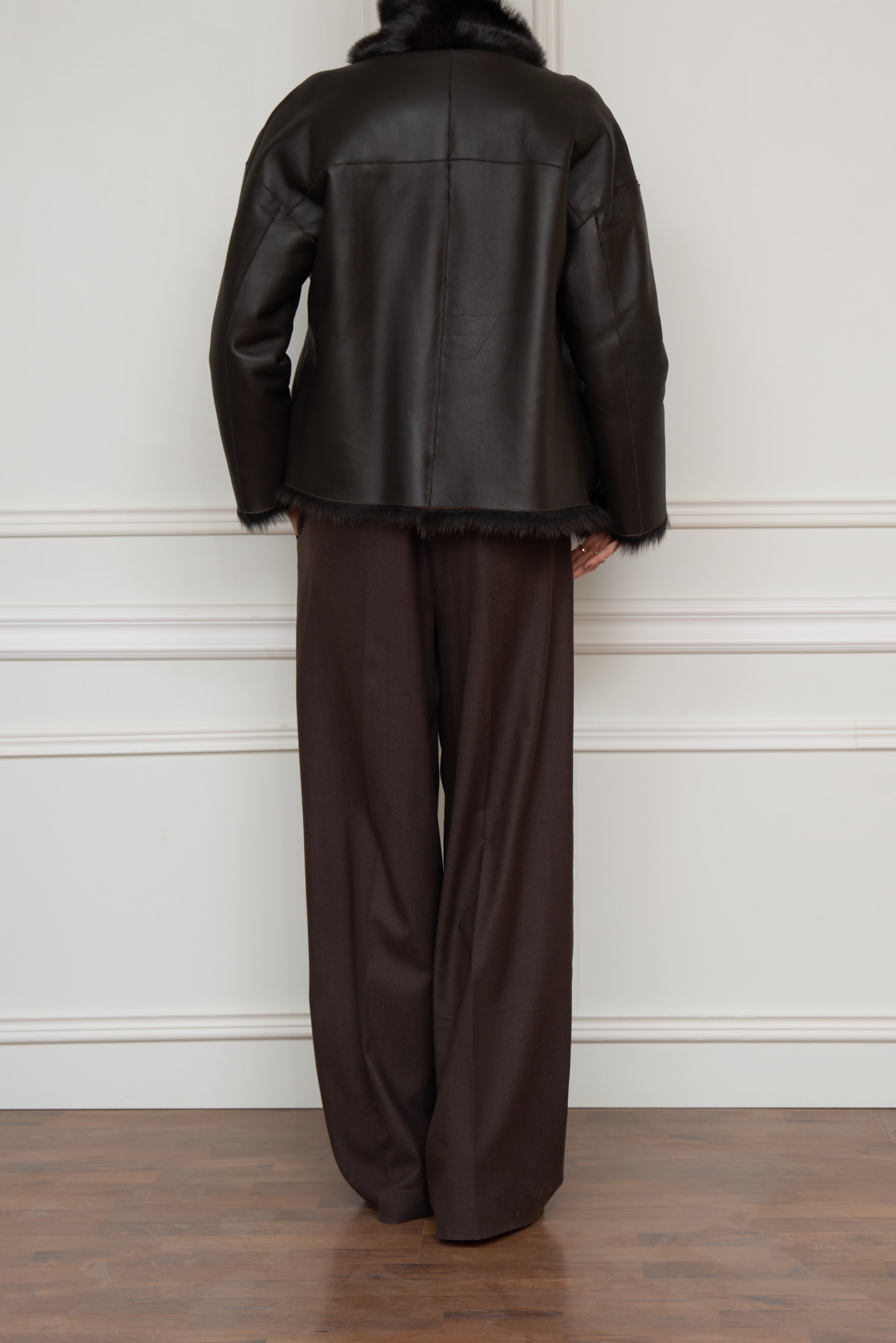 Wendejacke aus Lammfell und Leder