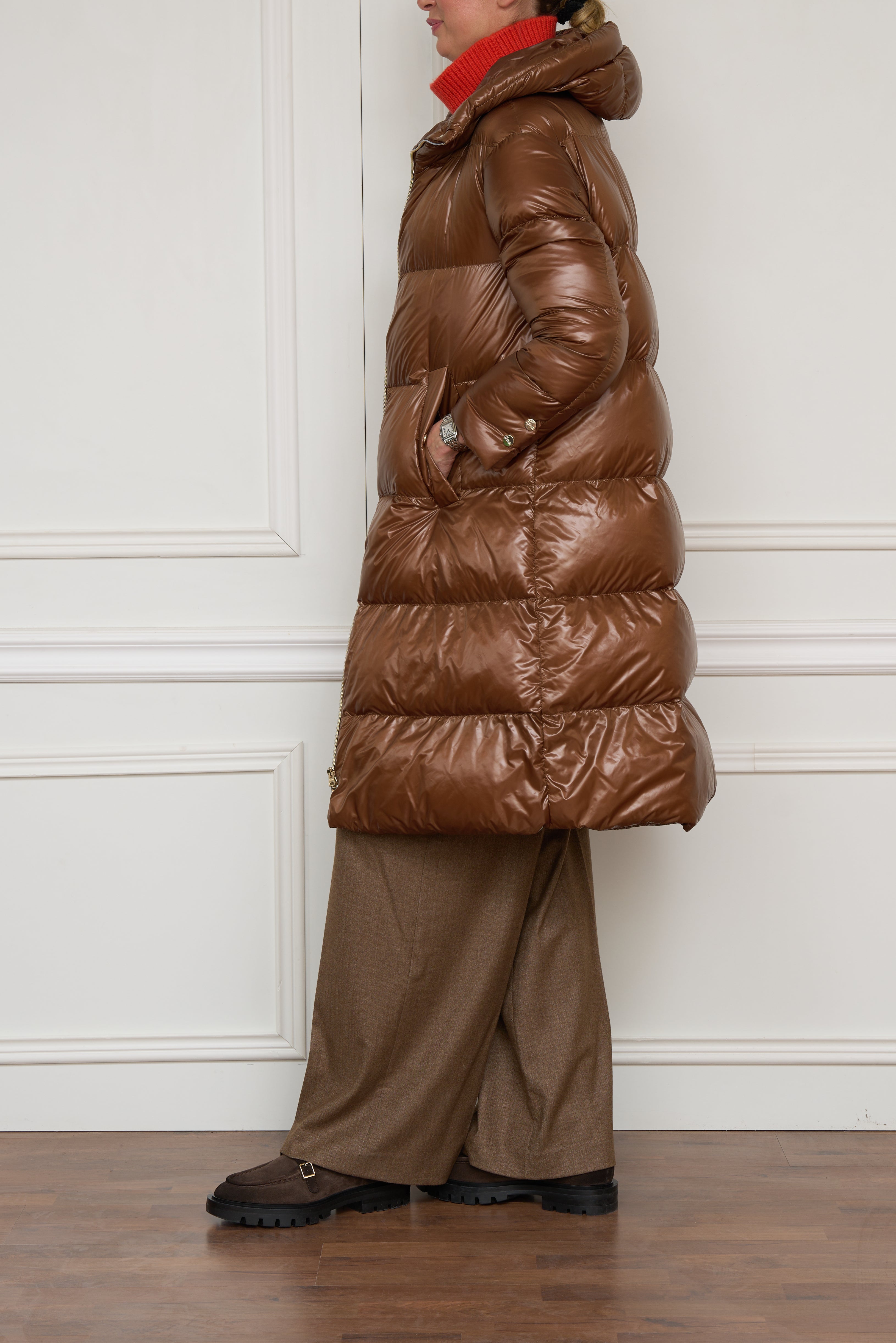 Daunenmantel in braun