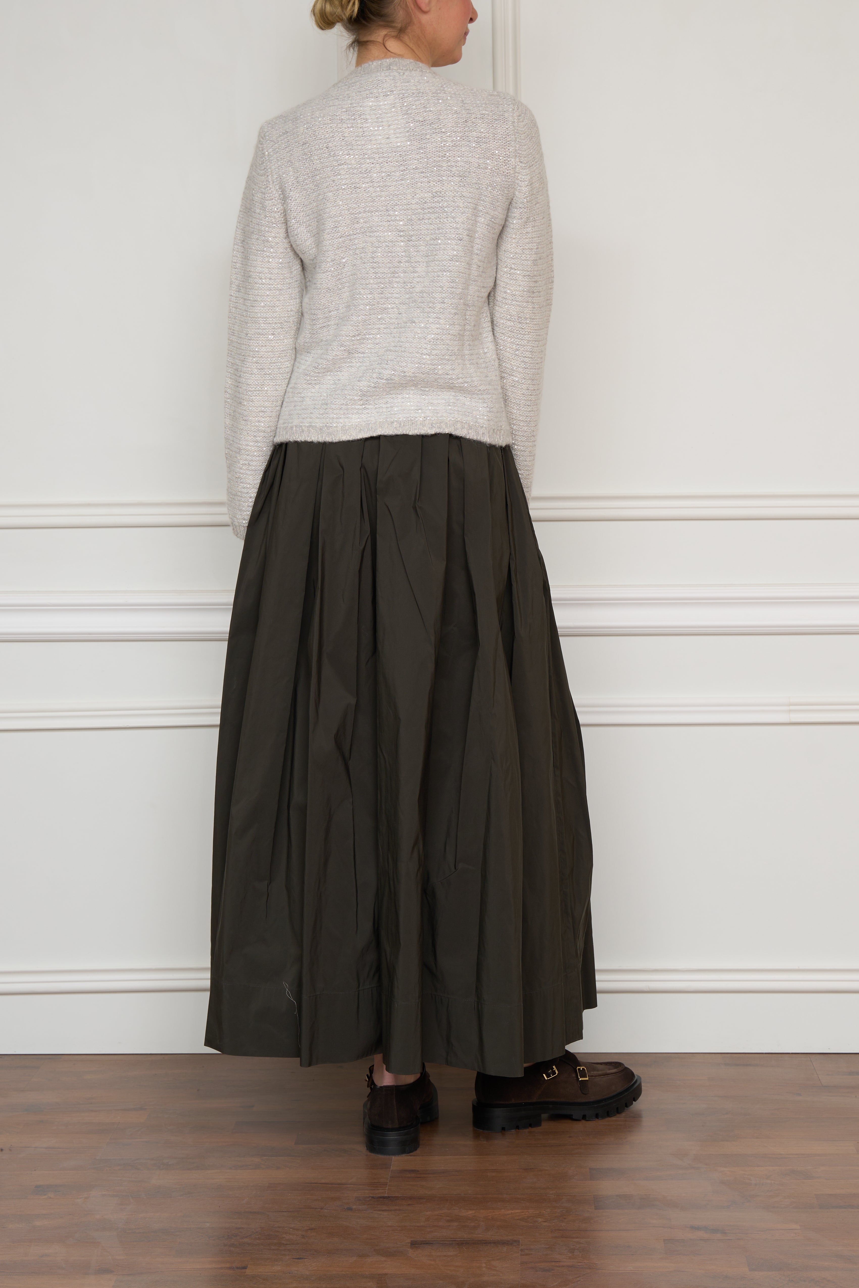 Glitzende Strickjacke in hellgrau