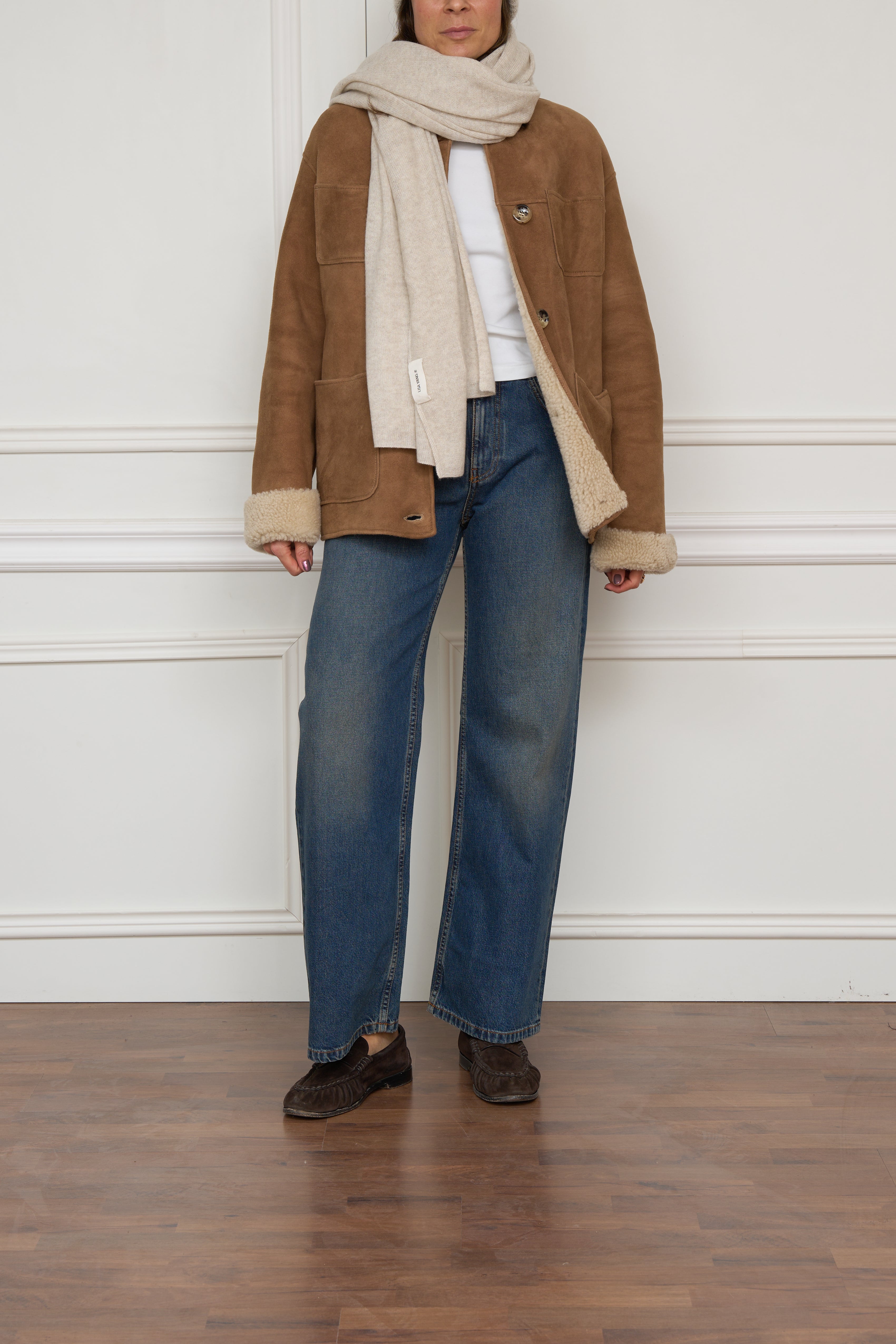 Lammfelljacke in beige