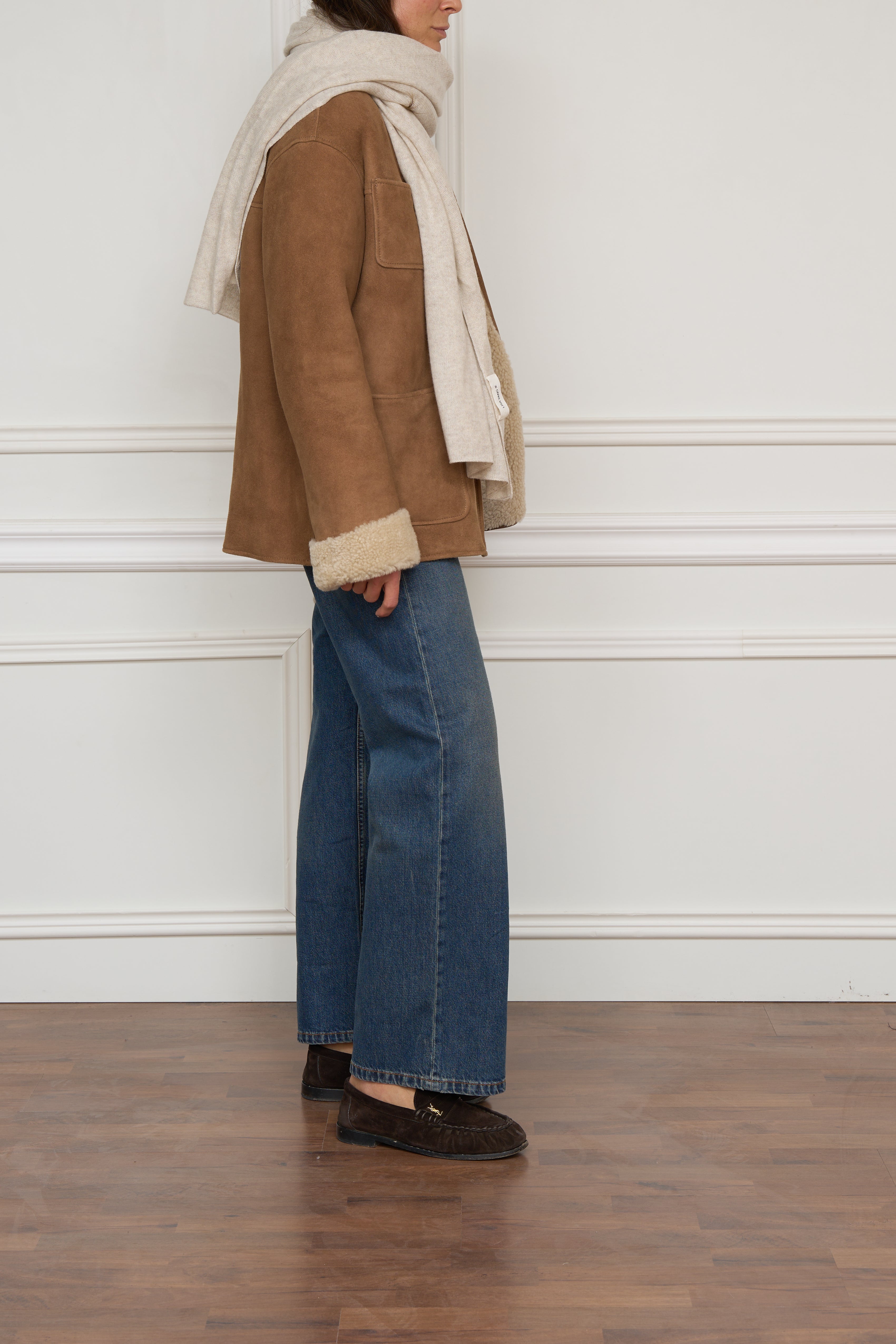 Lammfelljacke in beige