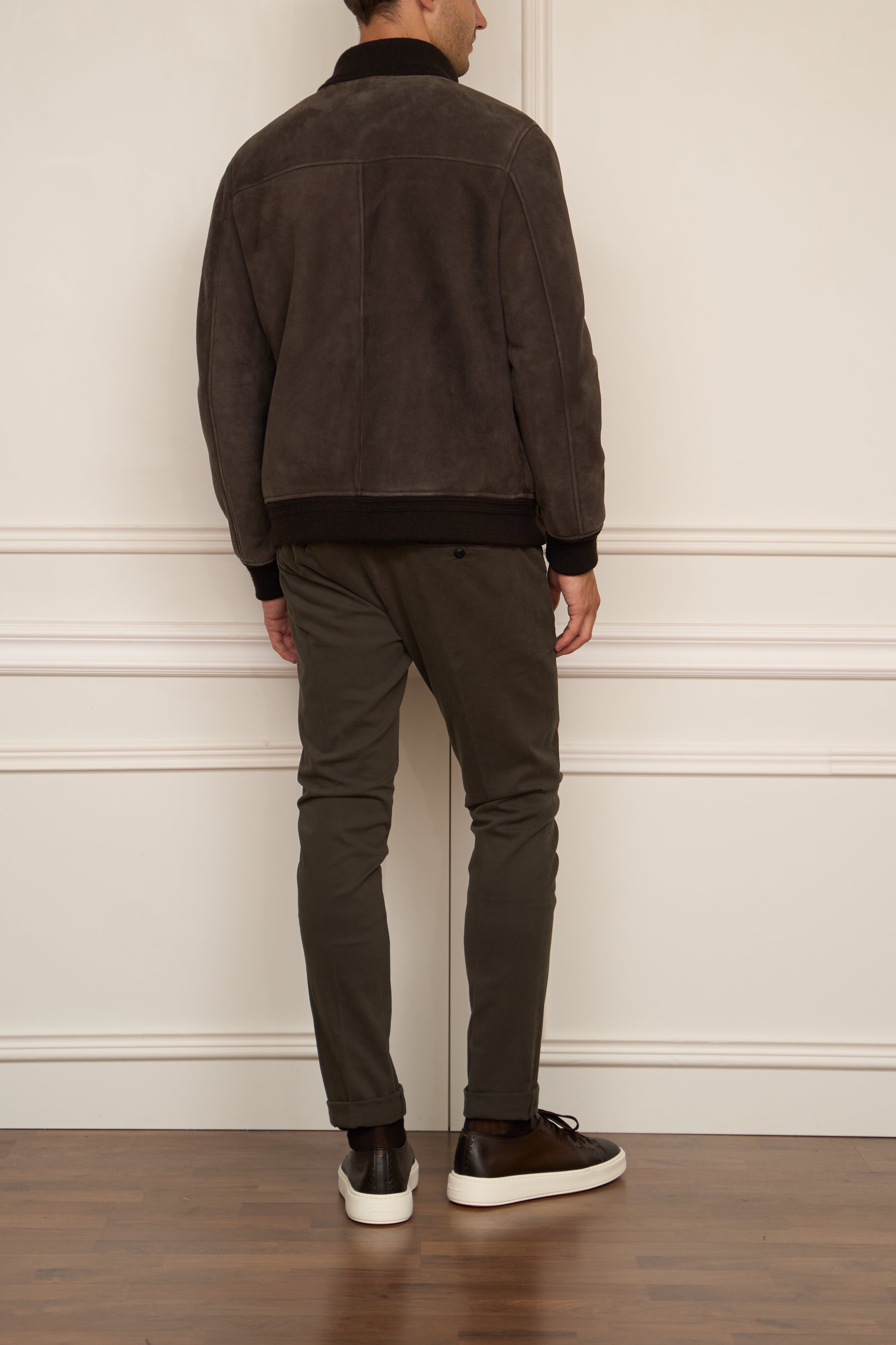 Leather blouson in brown