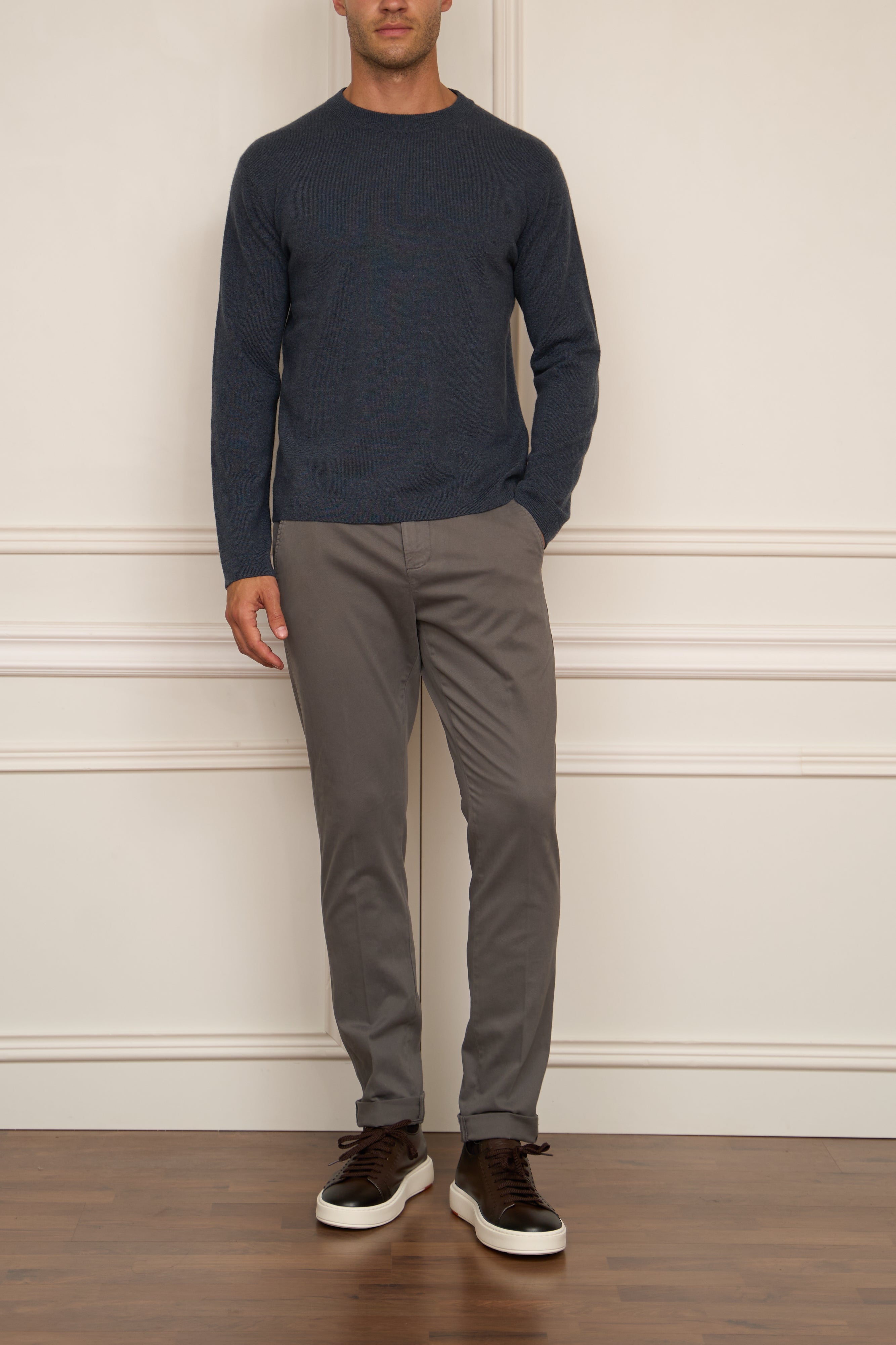 leichter Pullover in grau-blau