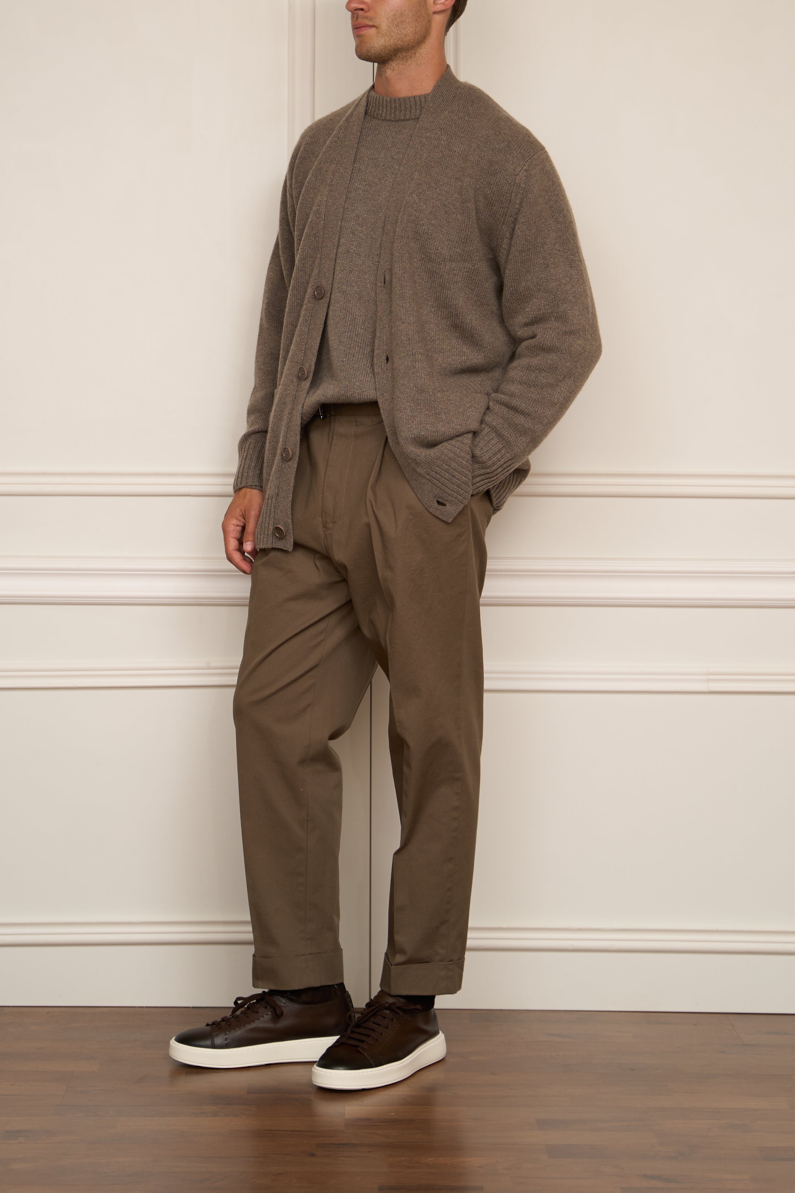 grobe Strickjacke in taupe