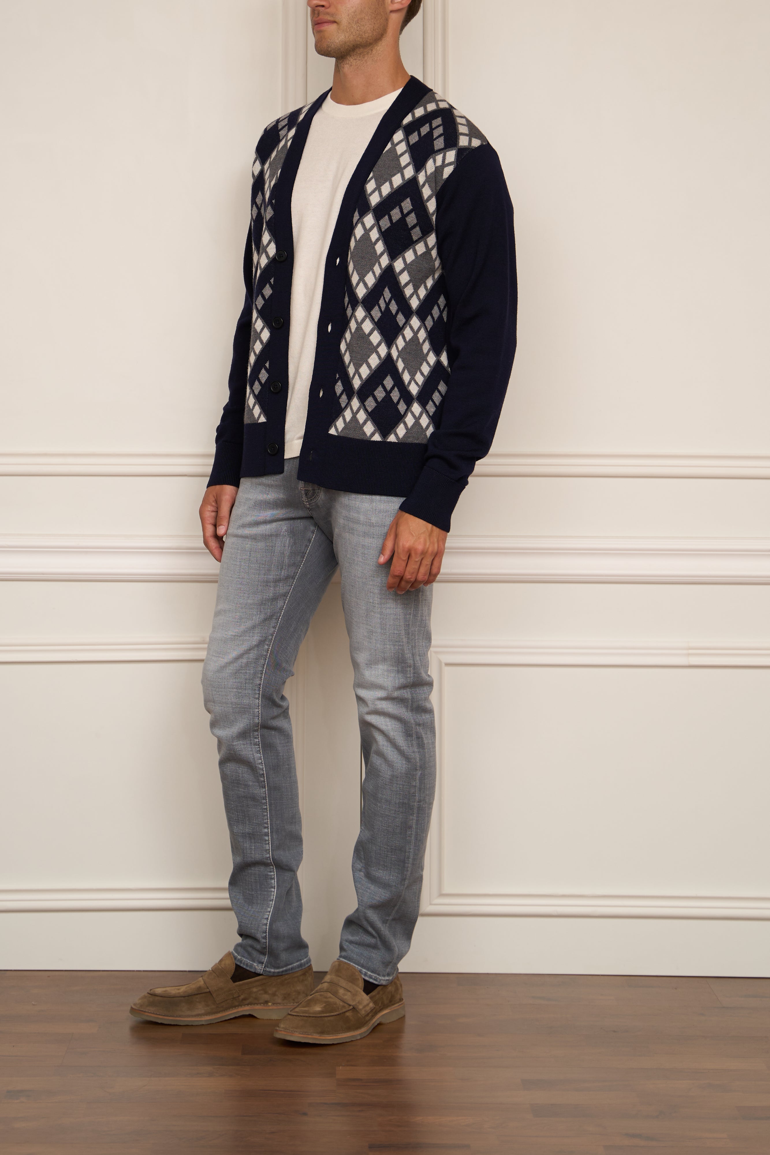 gemusterte Strickjacke