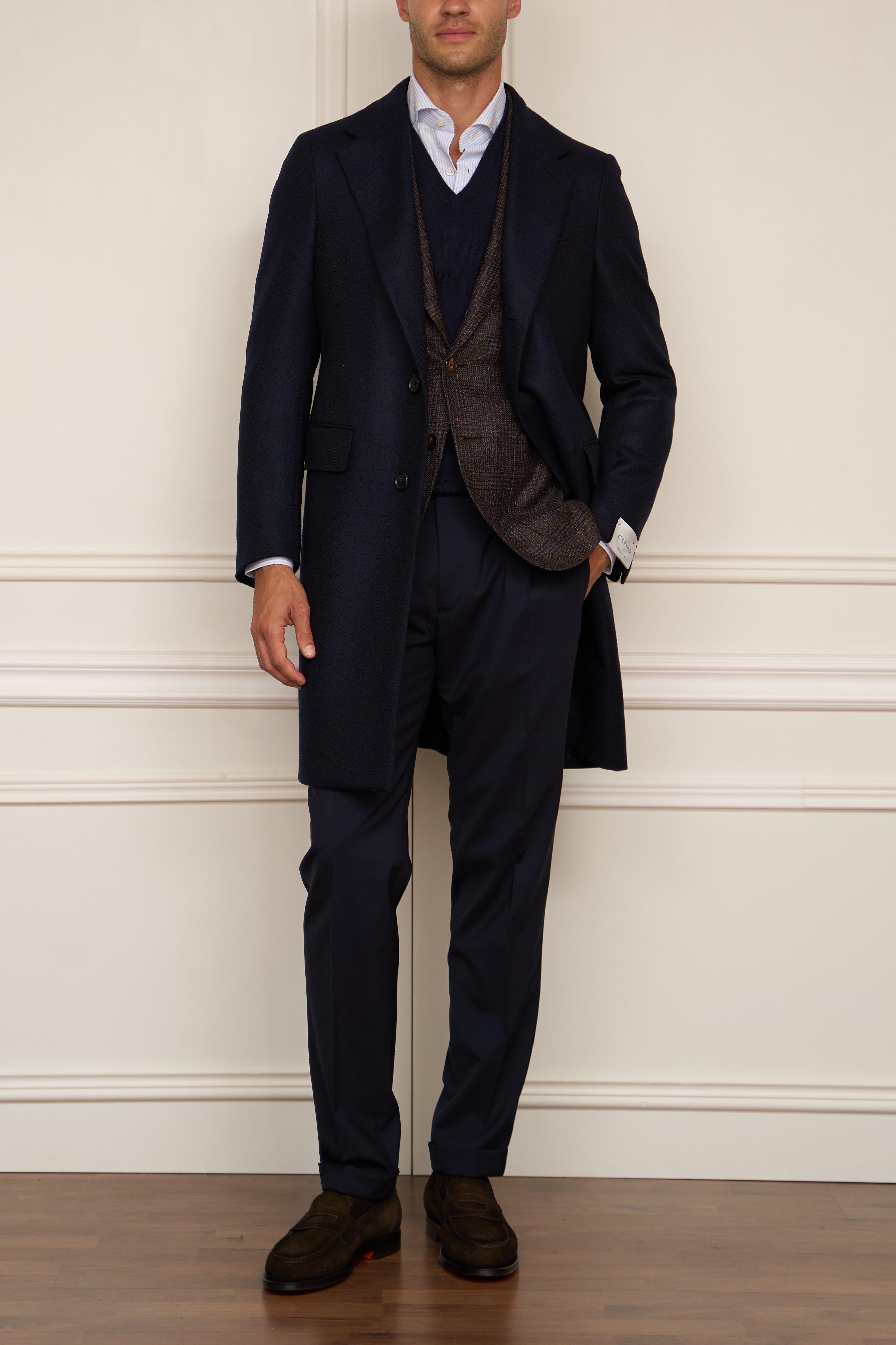 Woll-Kaschmir Mantel in navy