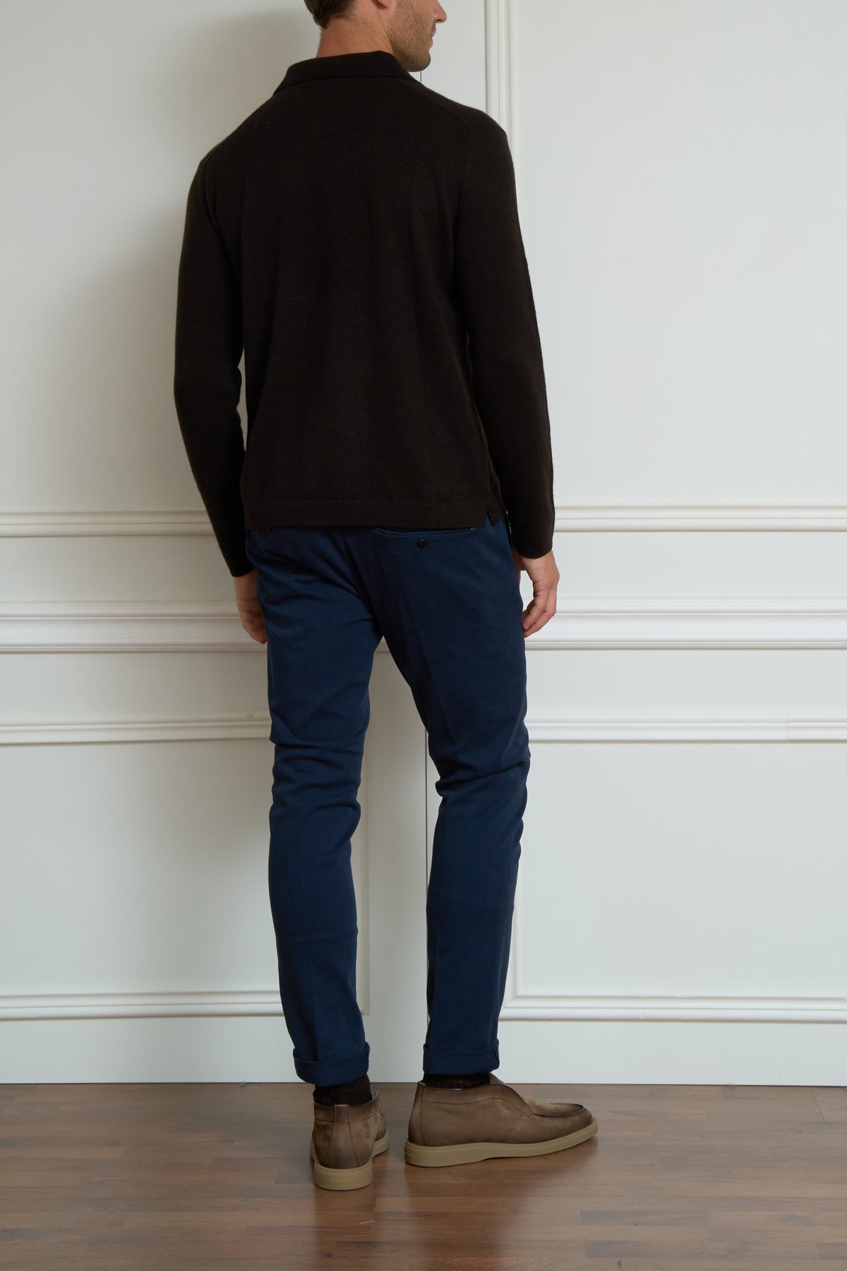 Knitted polo shirt in brown