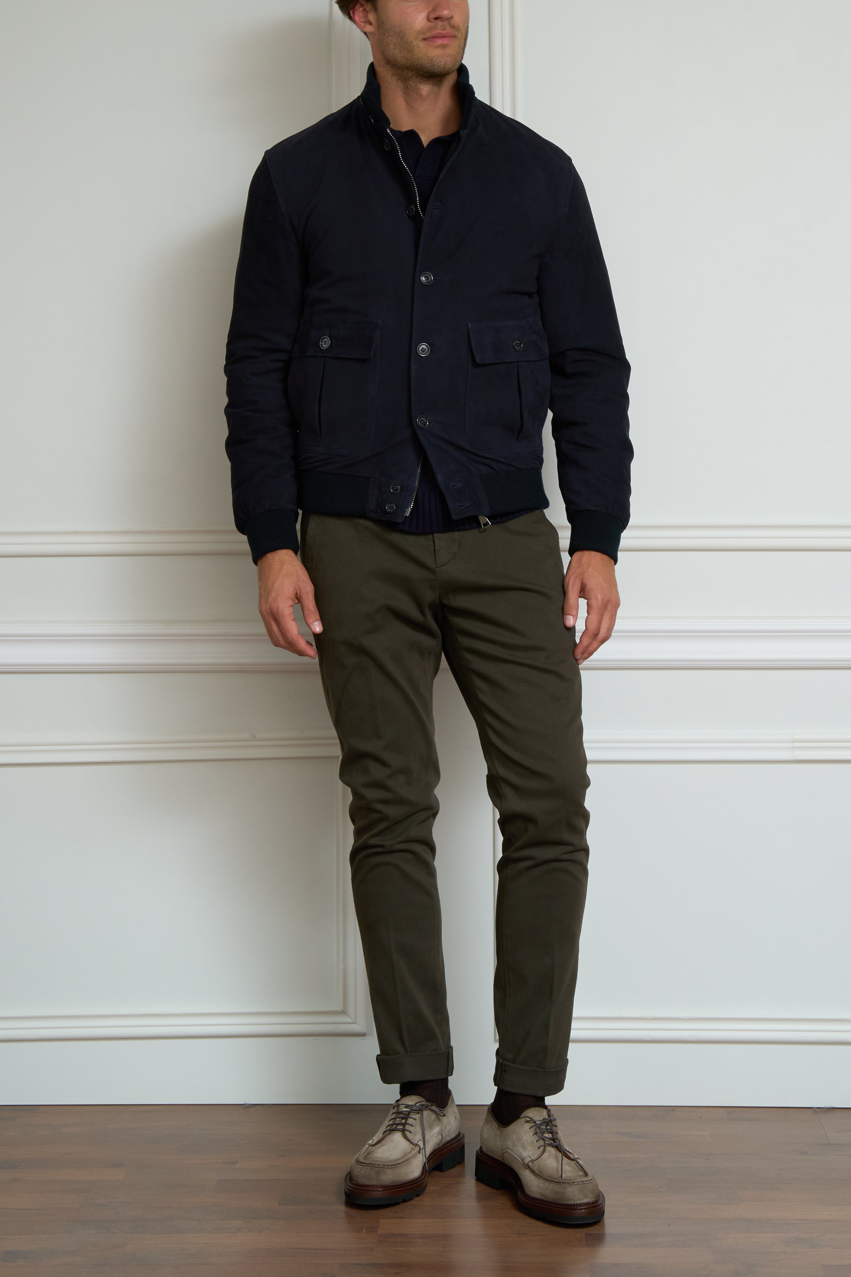 Lederjacke in dunkelblau