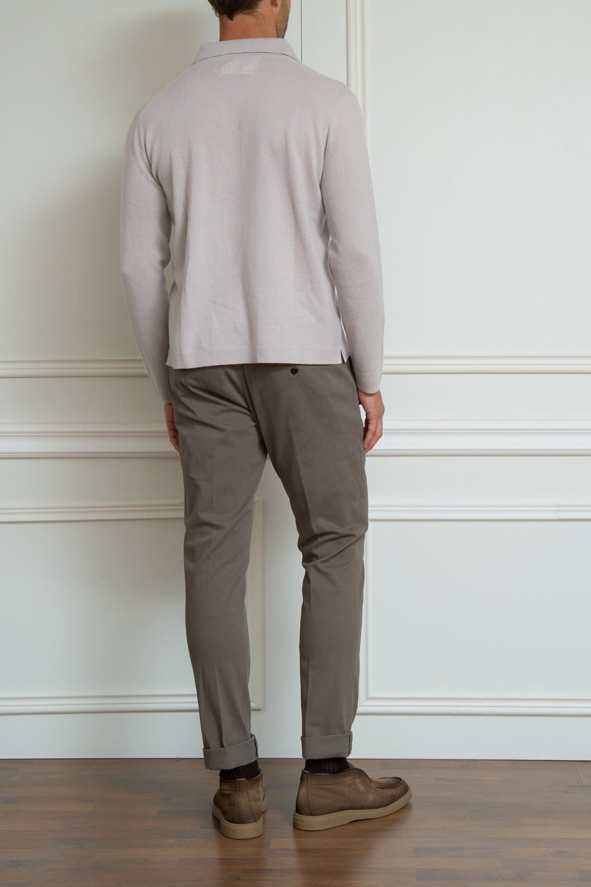 Knitted polo shirt in stone