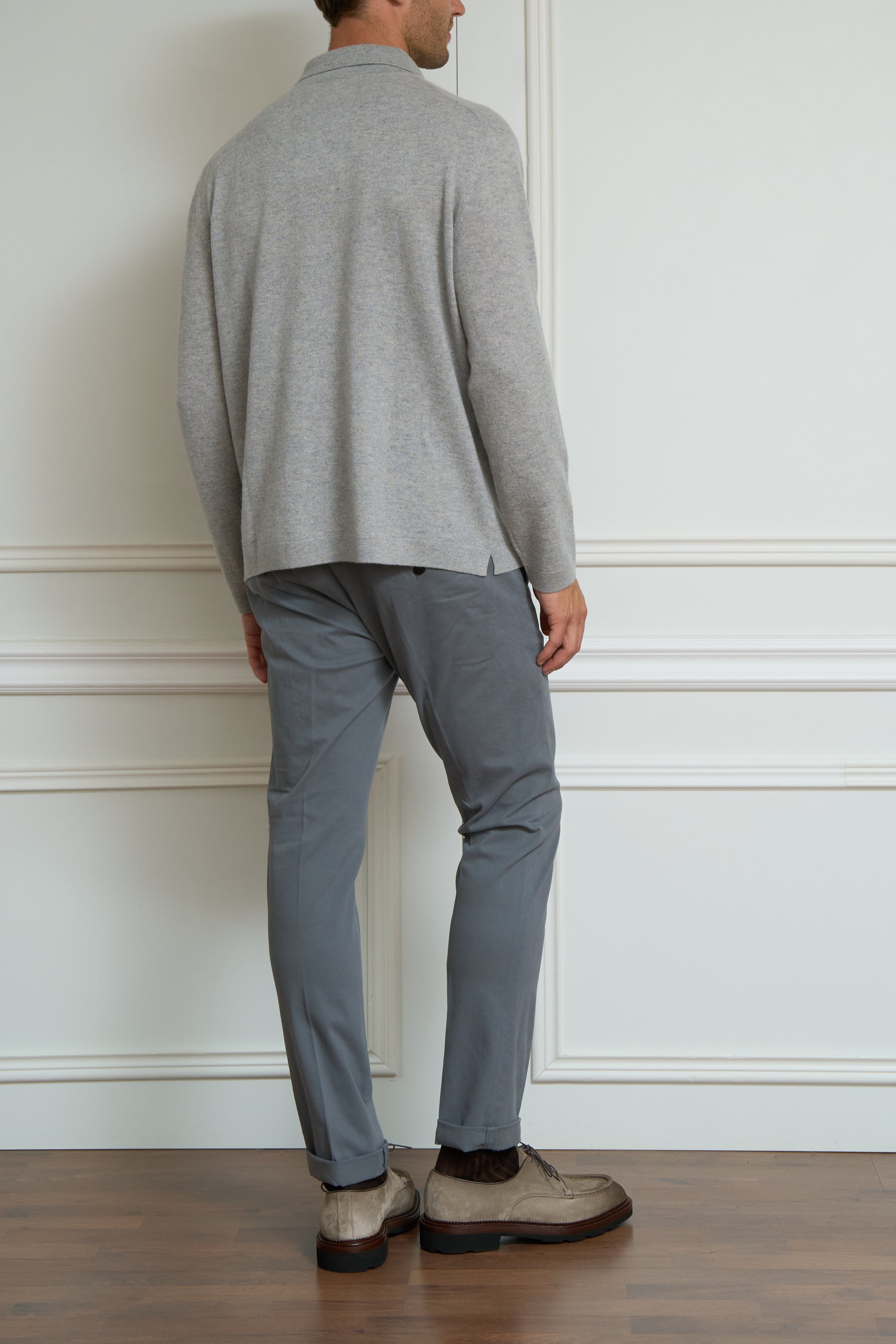 Knitted polo shirt in grey