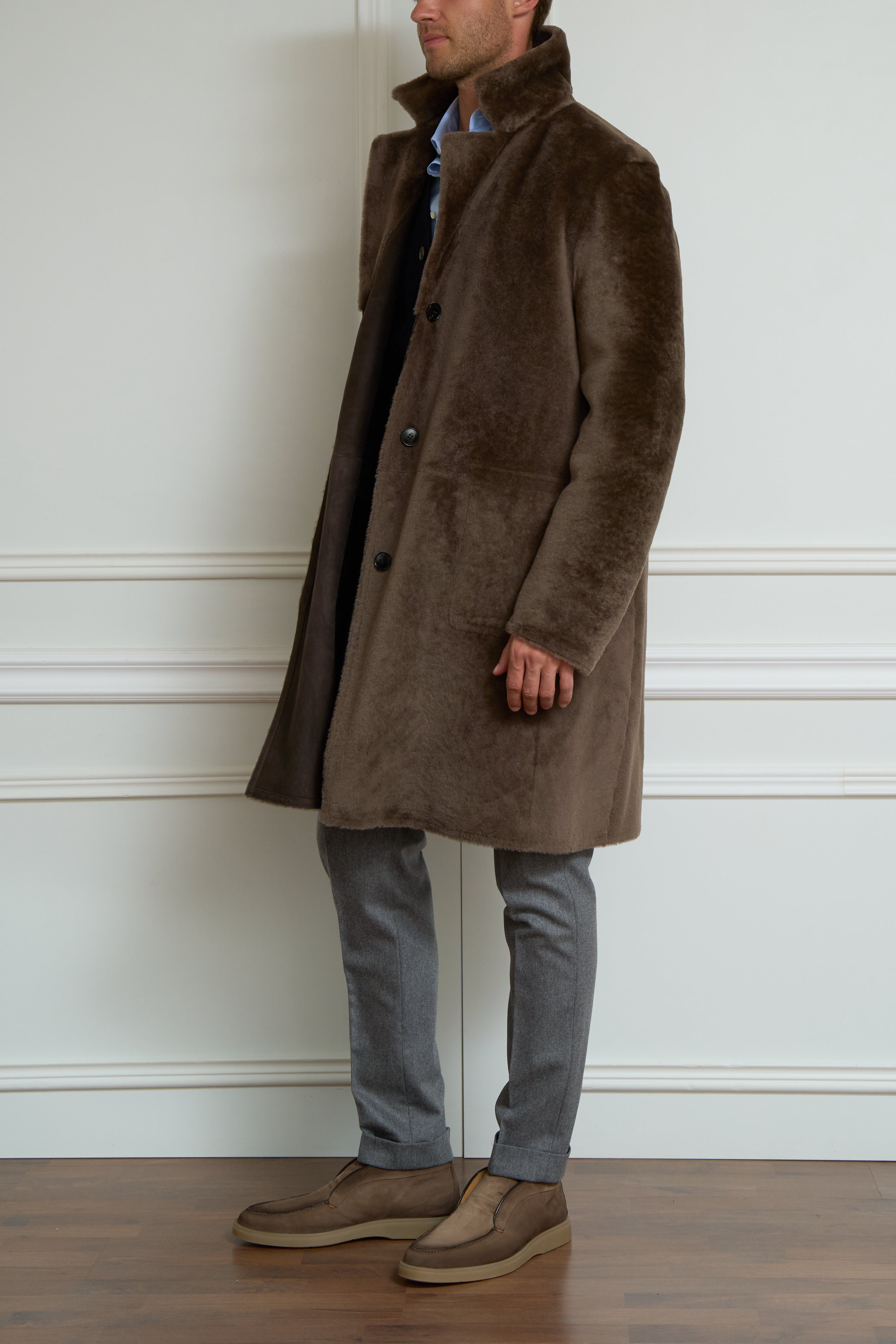 Reversible coat in brown