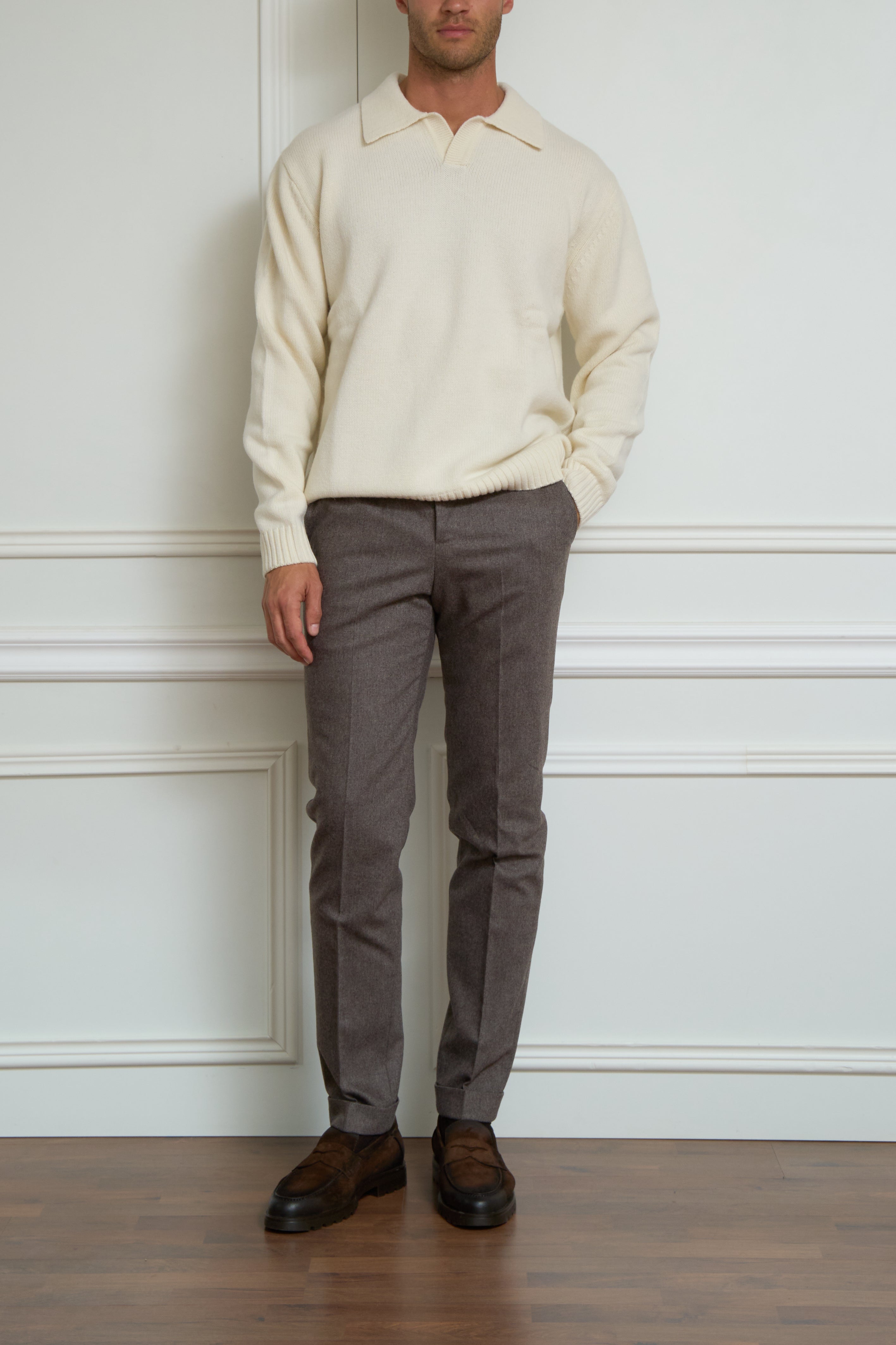 Strickpolo in creme