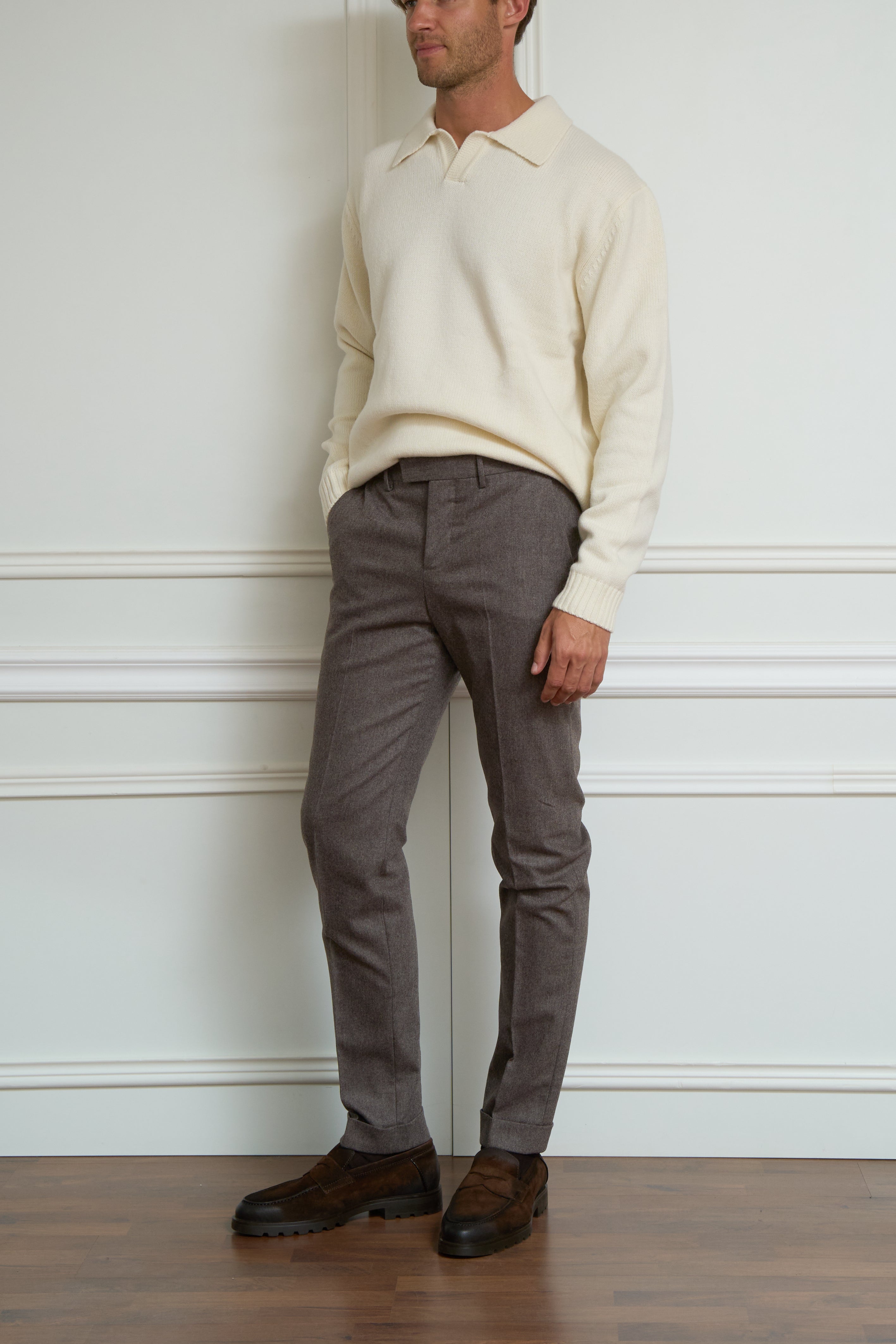 Flanellhose in taupe