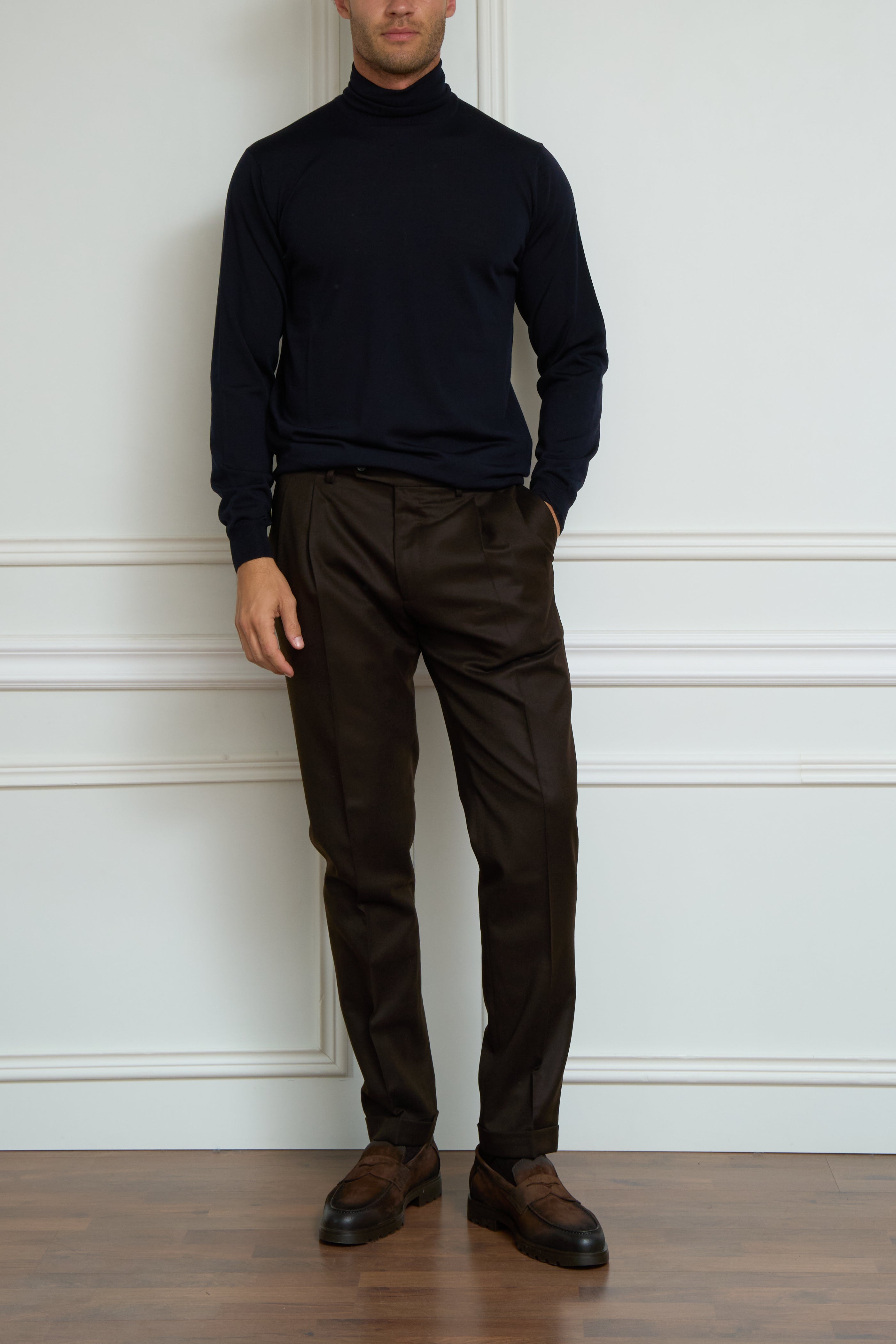 Navy turtleneck sweater