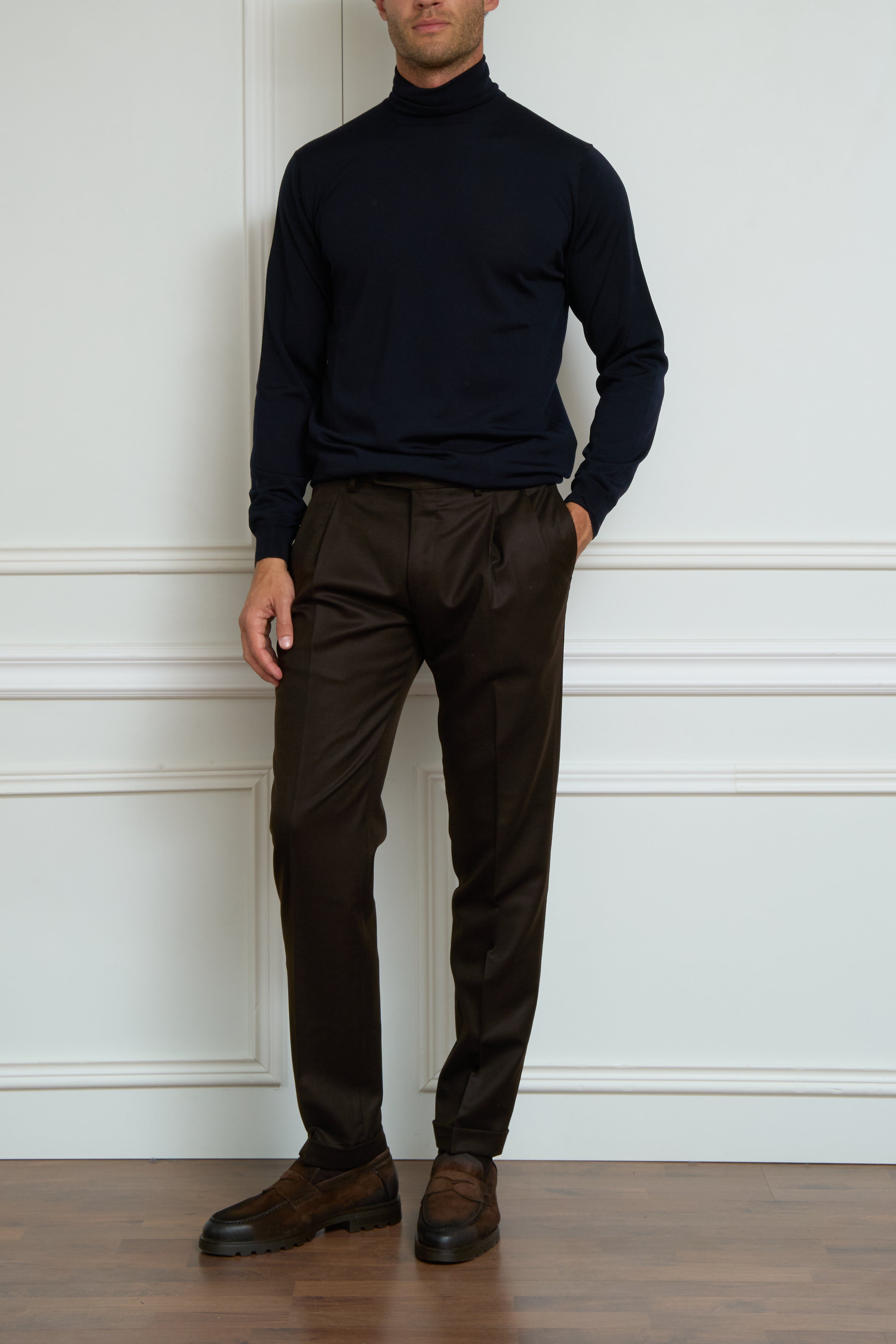 Navy turtleneck sweater
