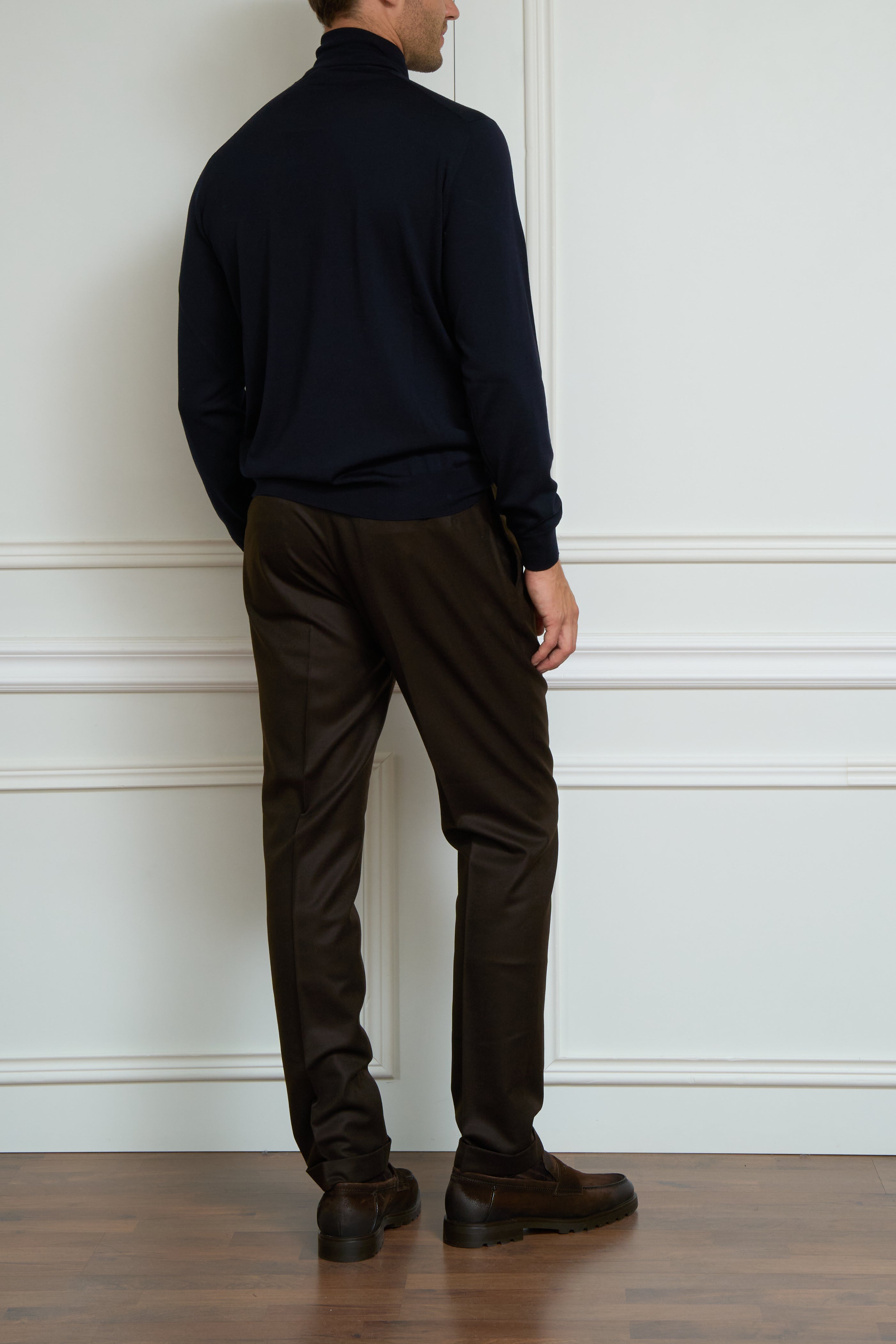 Navy turtleneck sweater