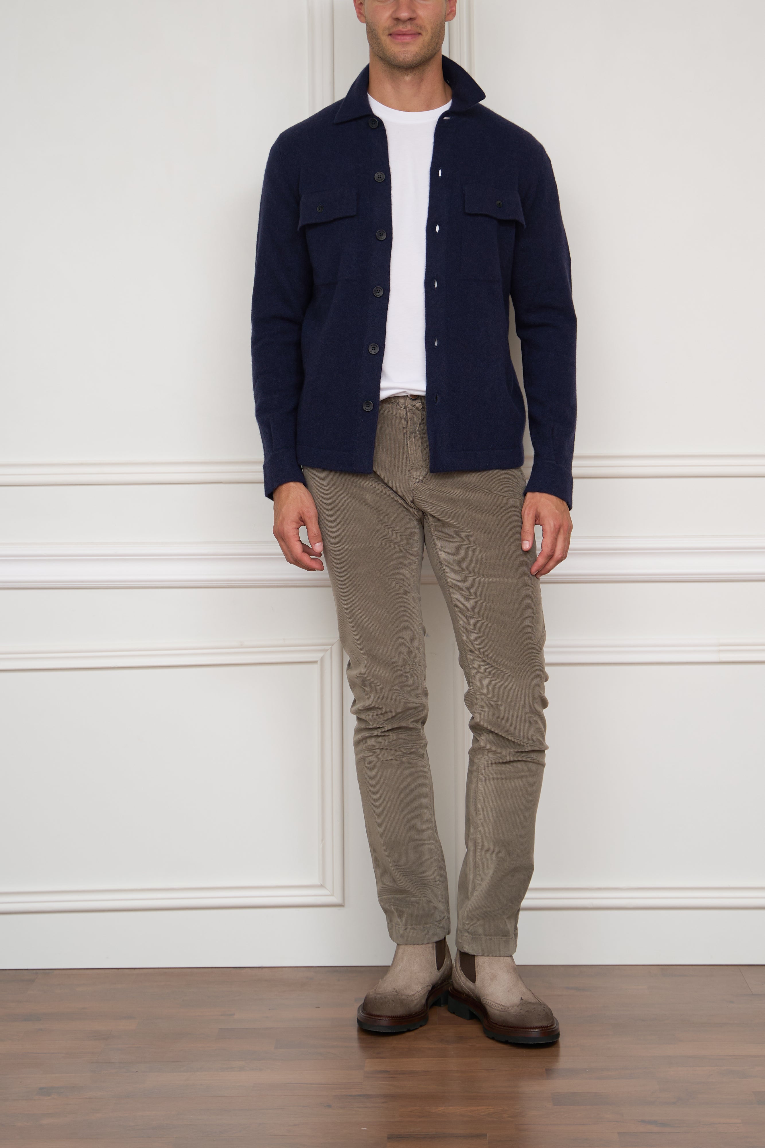 Strick-Kaschmir-Overshirt in marine