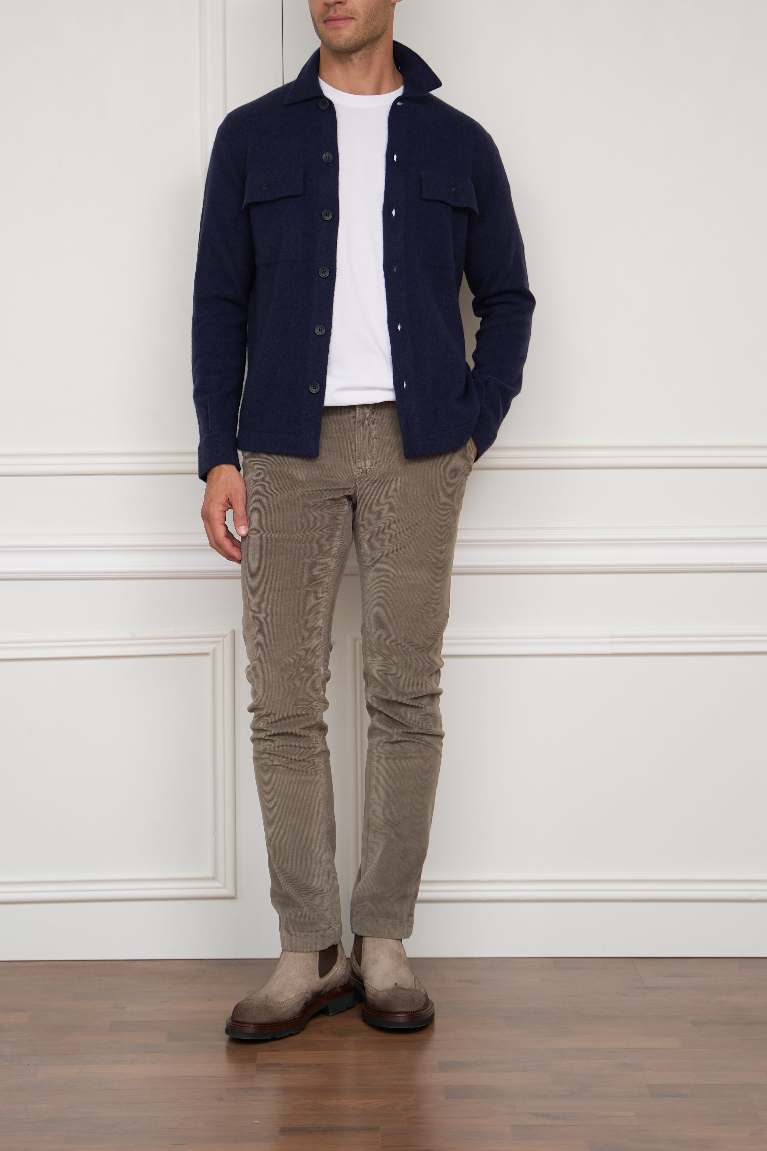 Strick-Kaschmir-Overshirt in marine