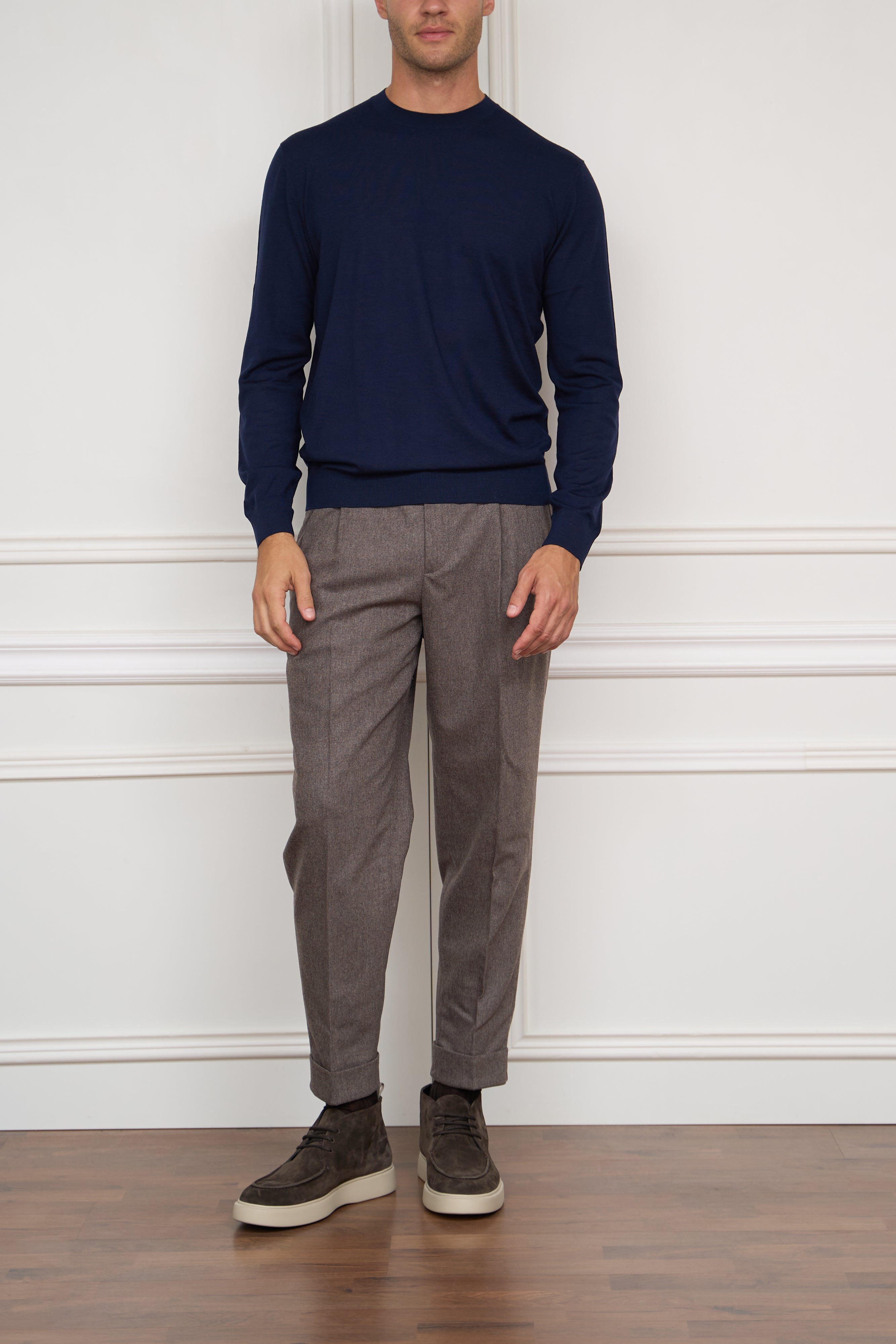 Merino-Pullover in blau
