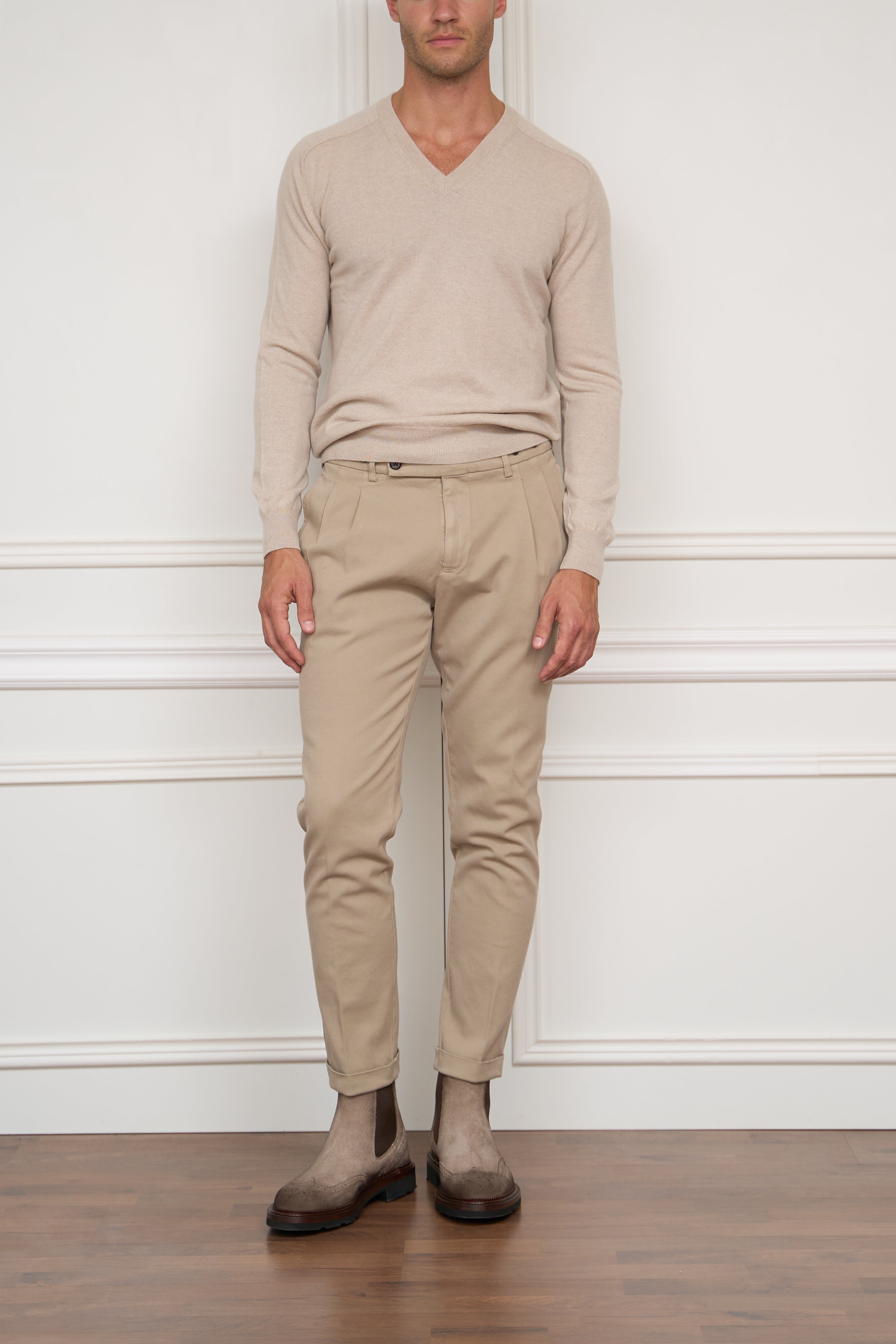 Kaschmir-Baumwollhose in beige
