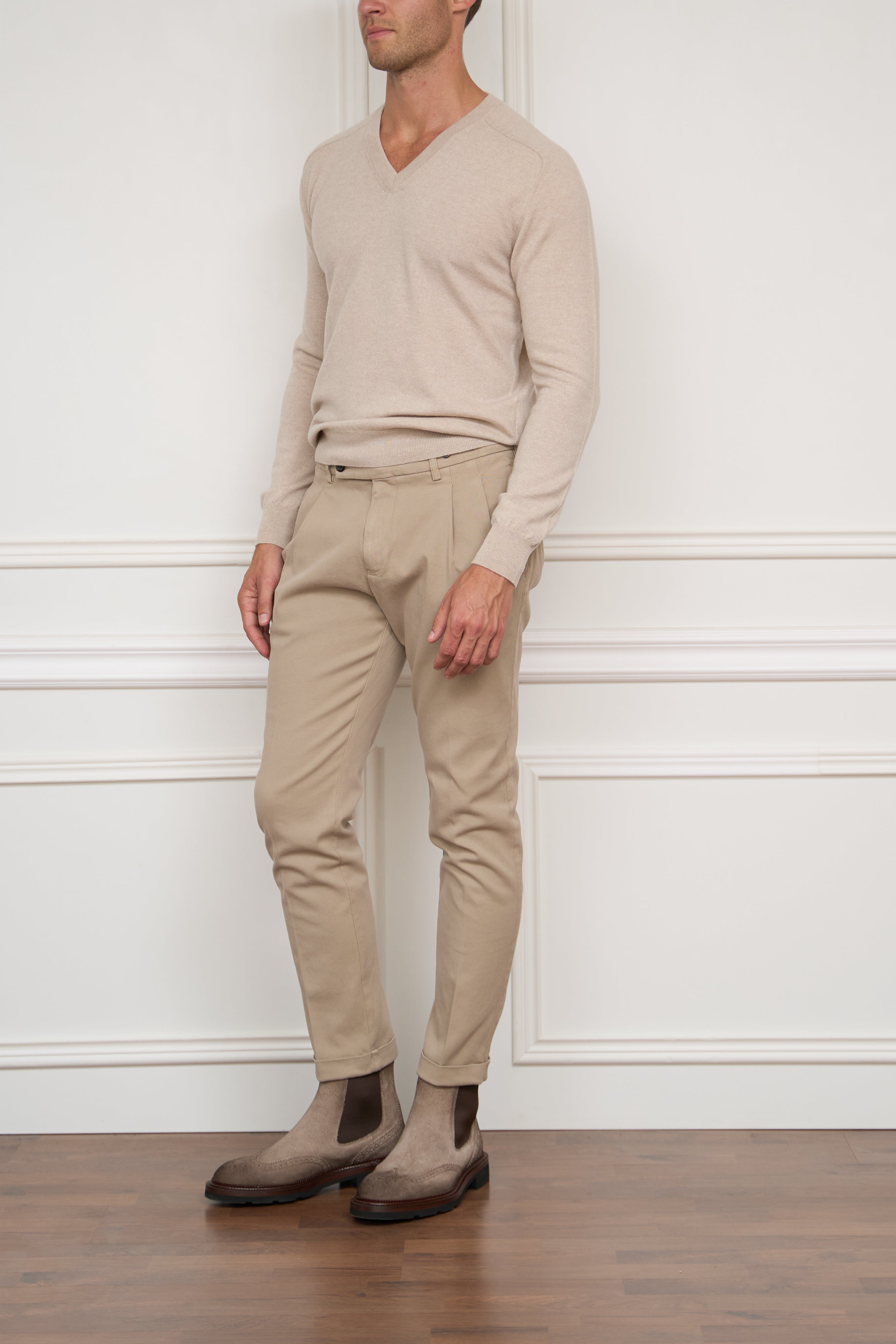 Kaschmir-Baumwollhose in beige