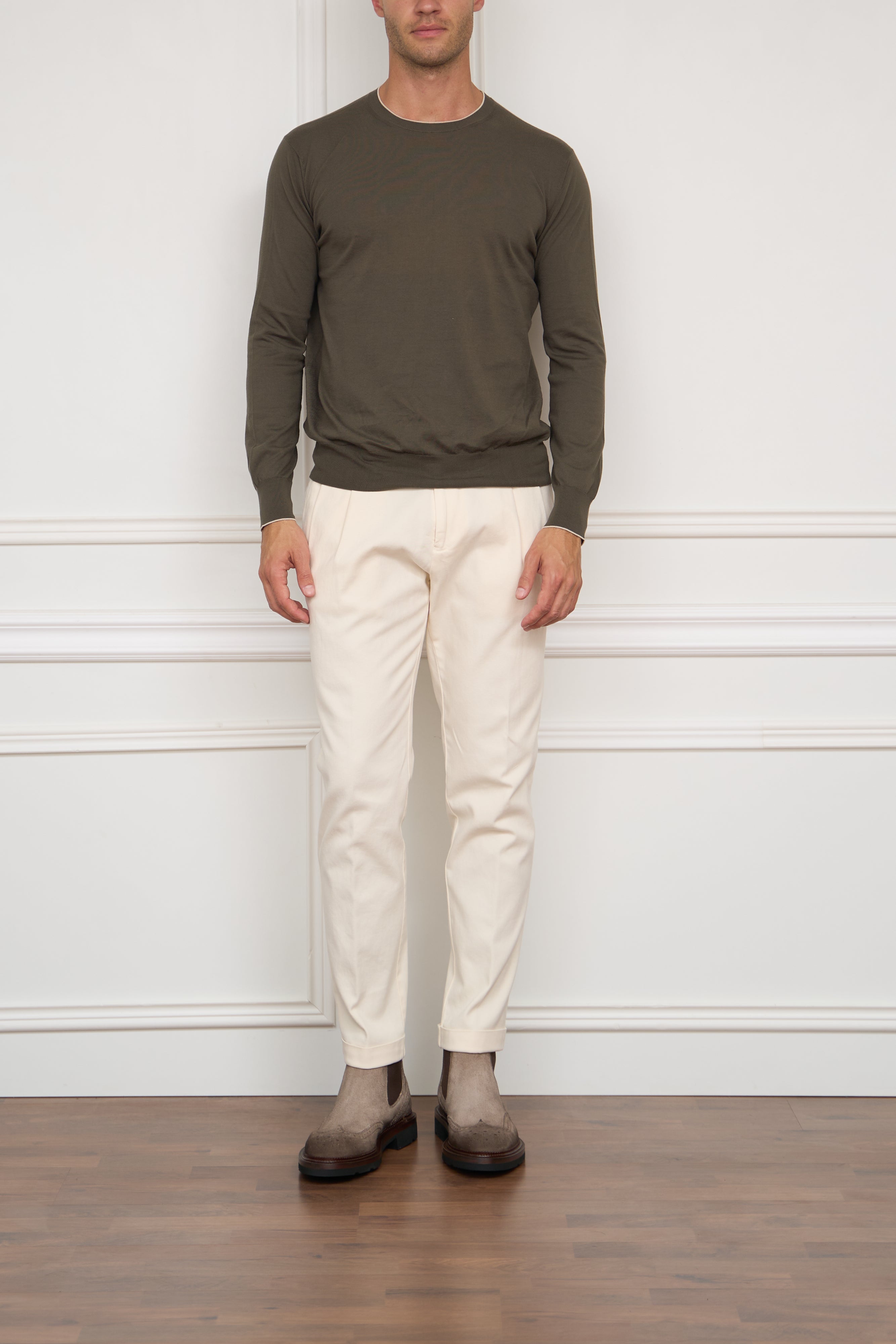 Baumwoll-Pullover in olive