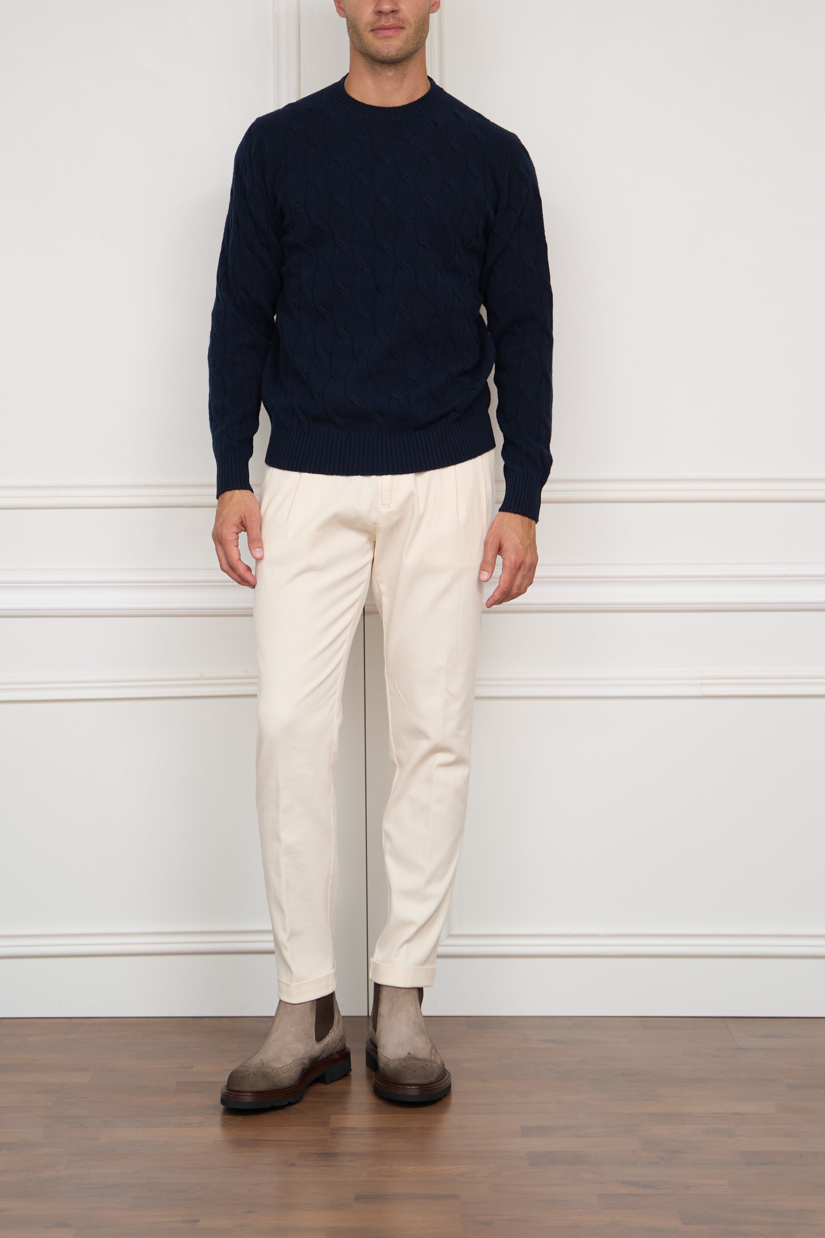 Kaschmir-Baumwollhose in creme