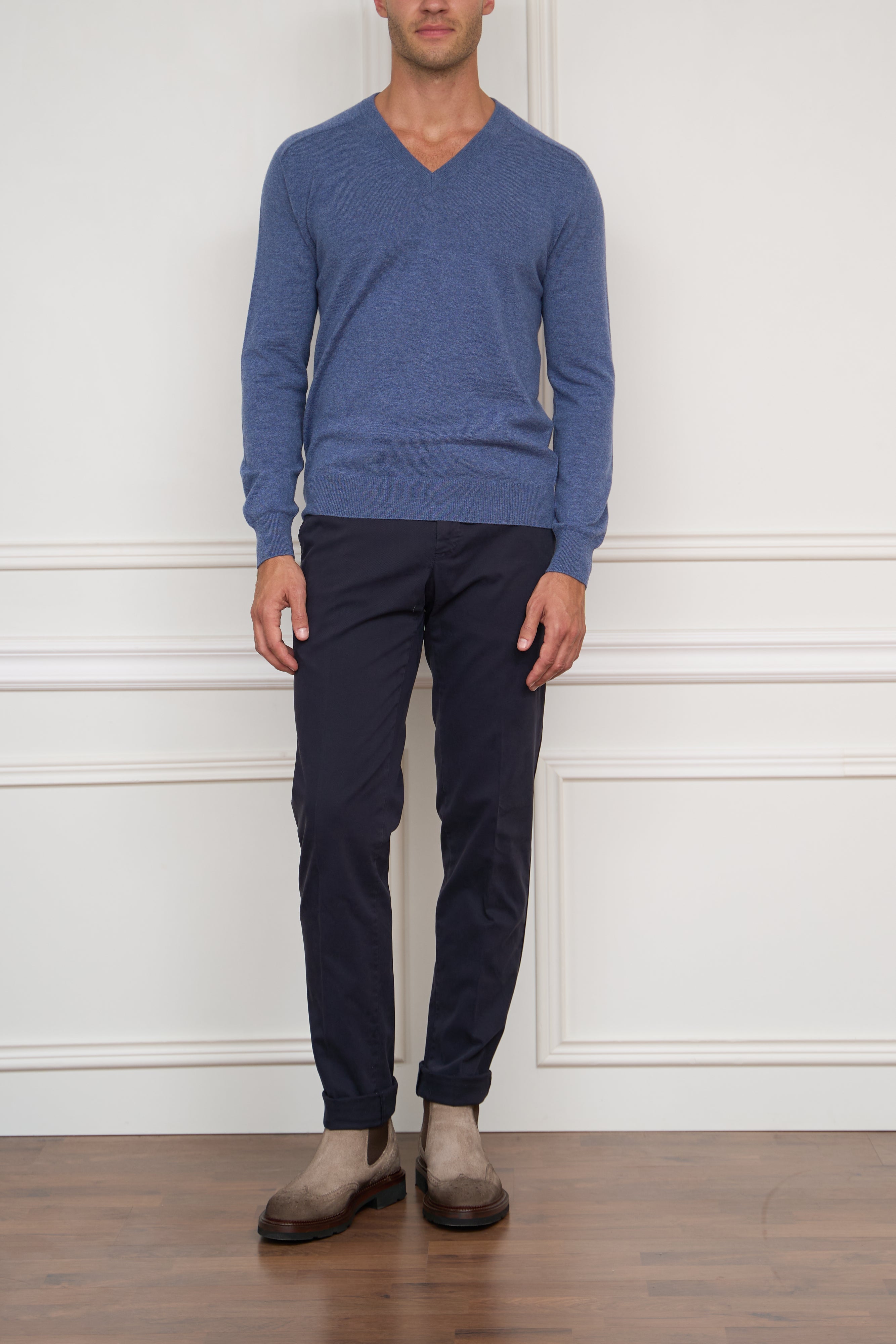 Kaschmir Pullover in blau meliert