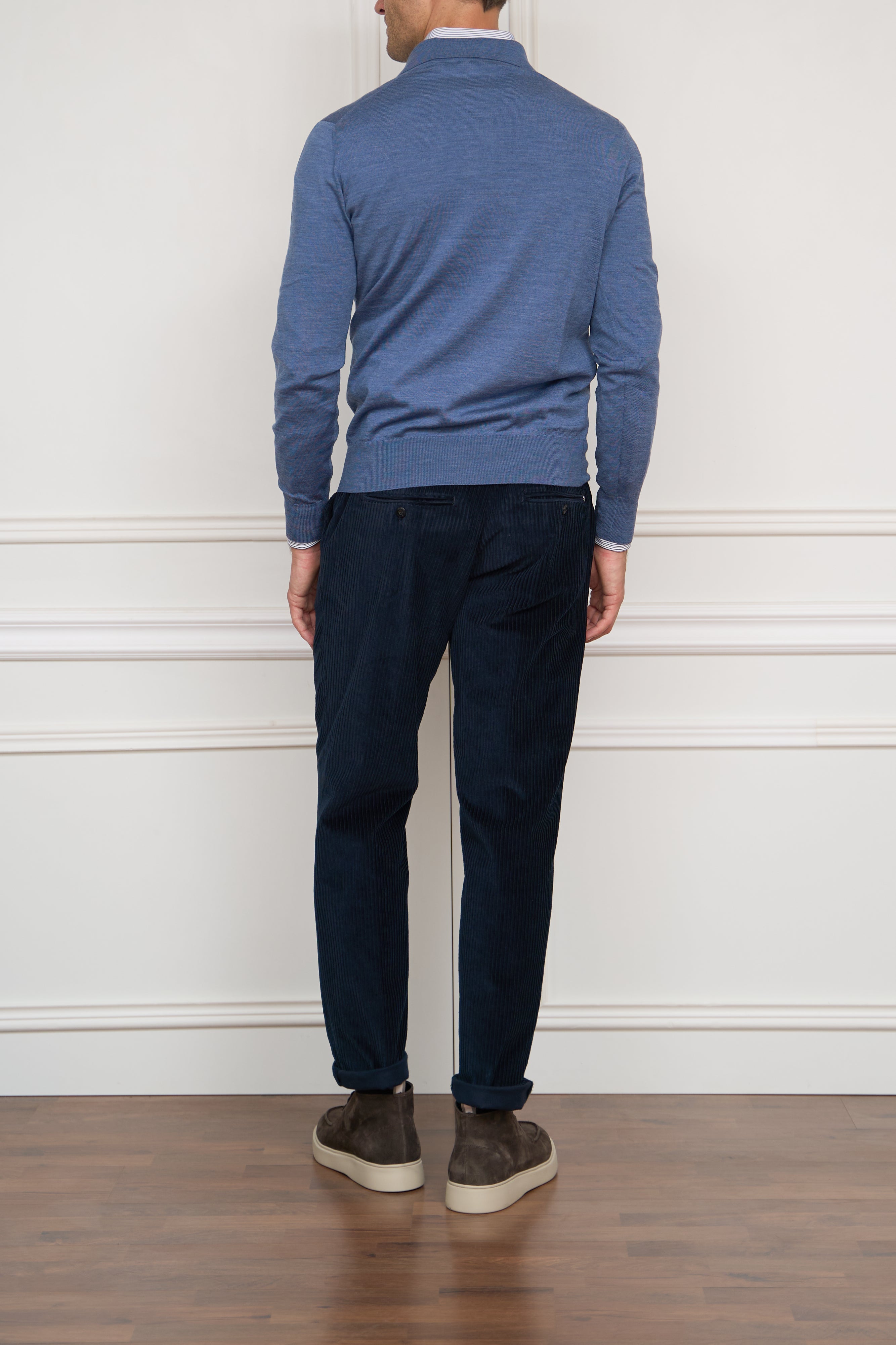 Merino-Polo in hellblau