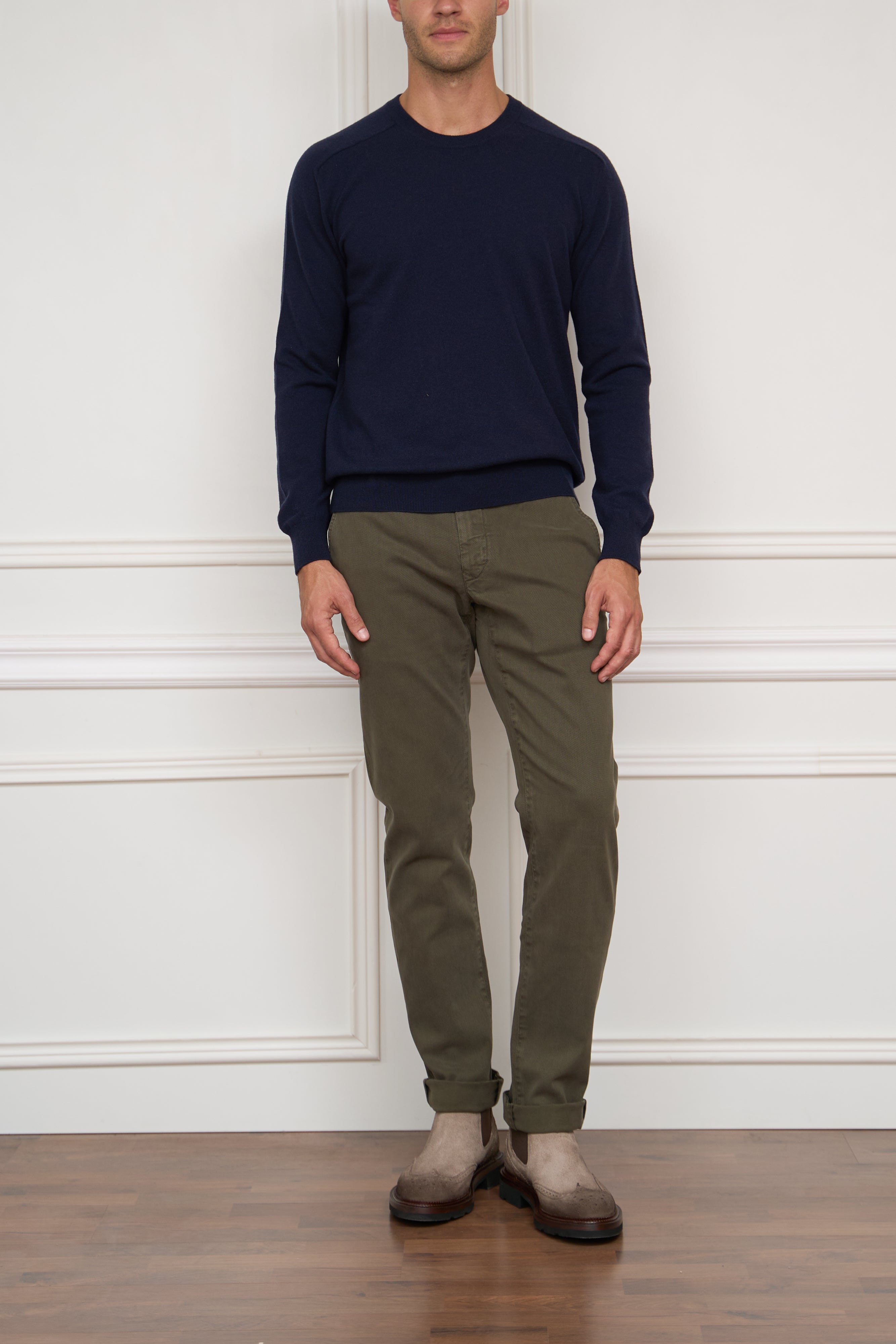 Kaschmir-Seiden Pullover in marine