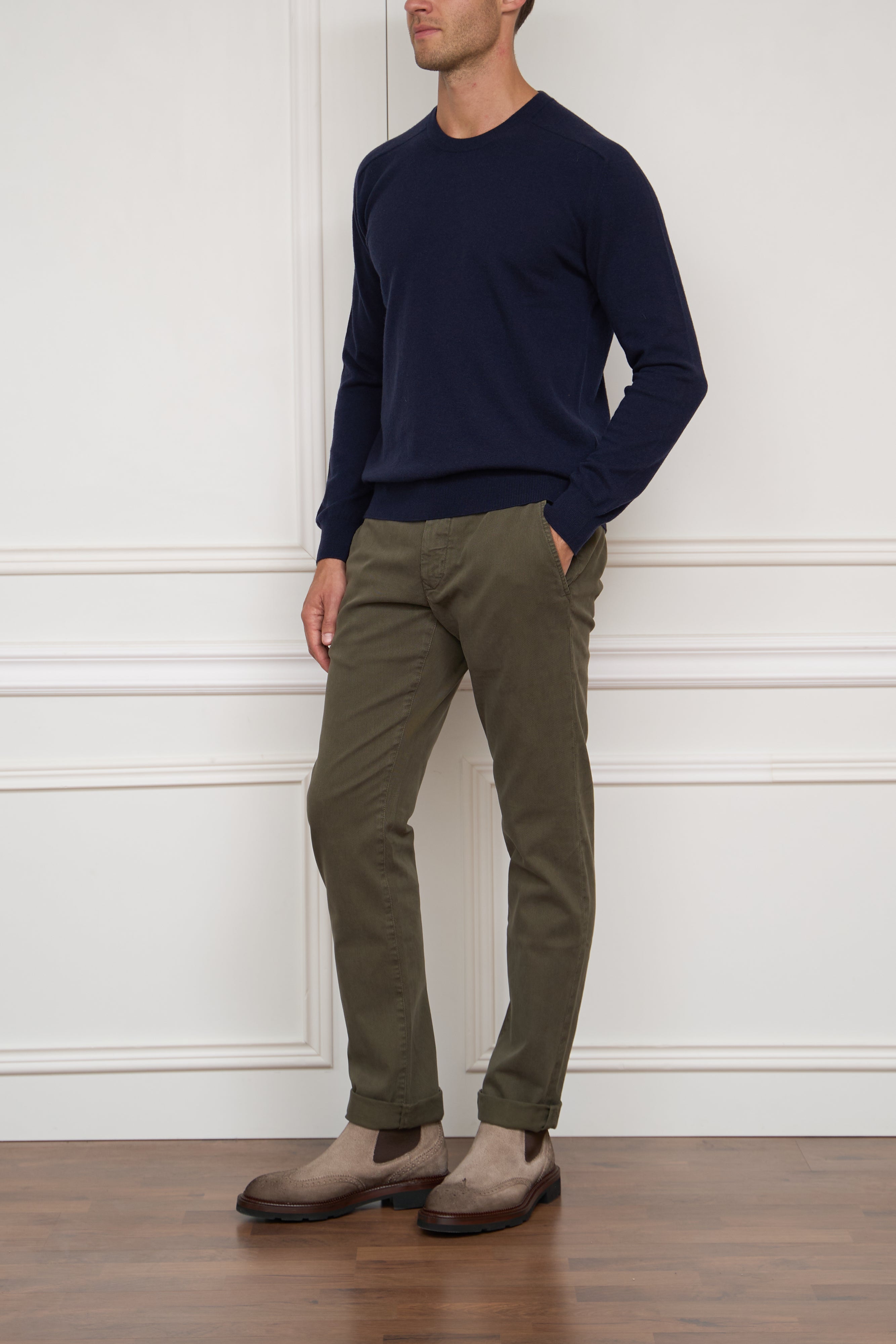 Kaschmir-Seiden Pullover in marine
