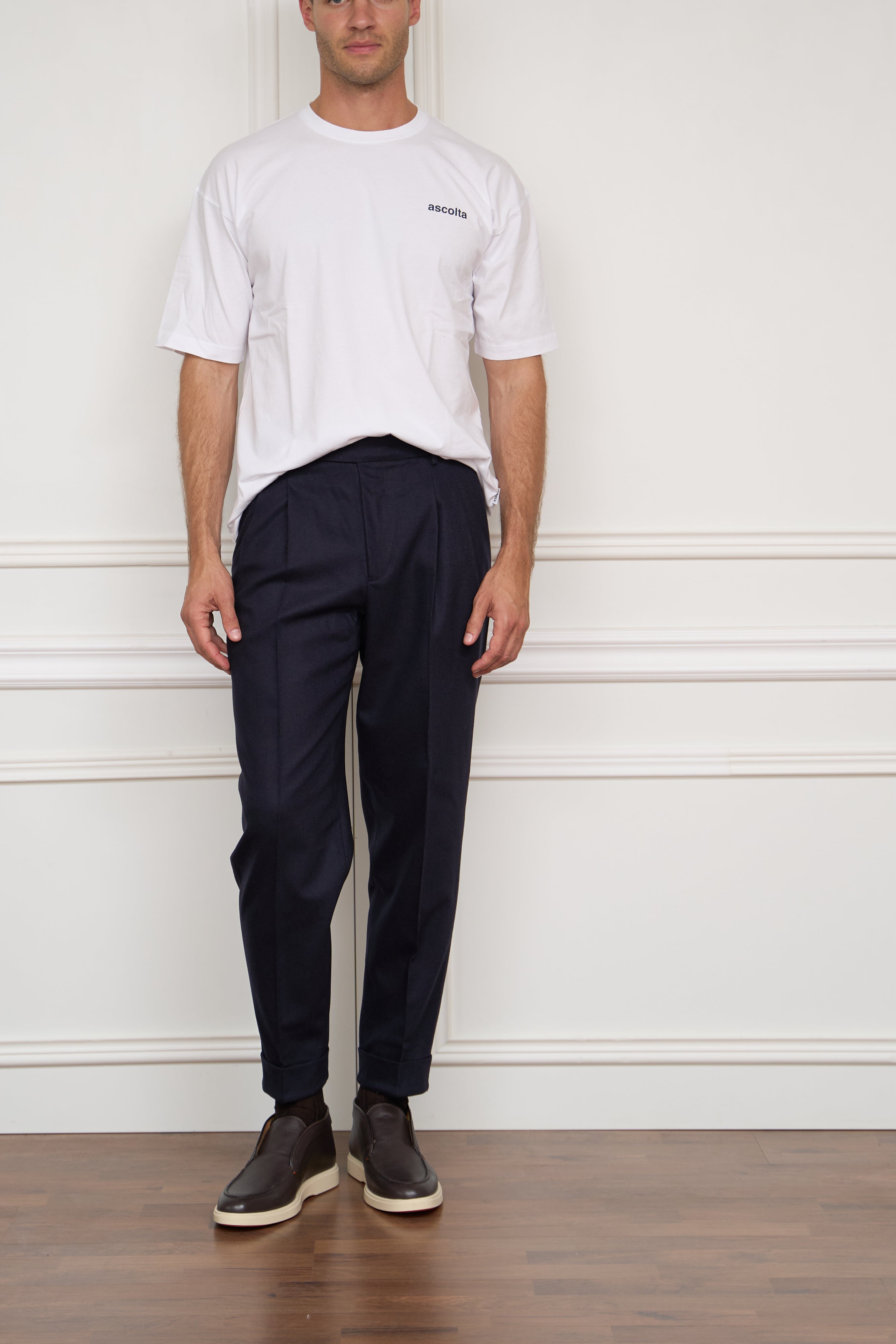 Flanellhose in navy