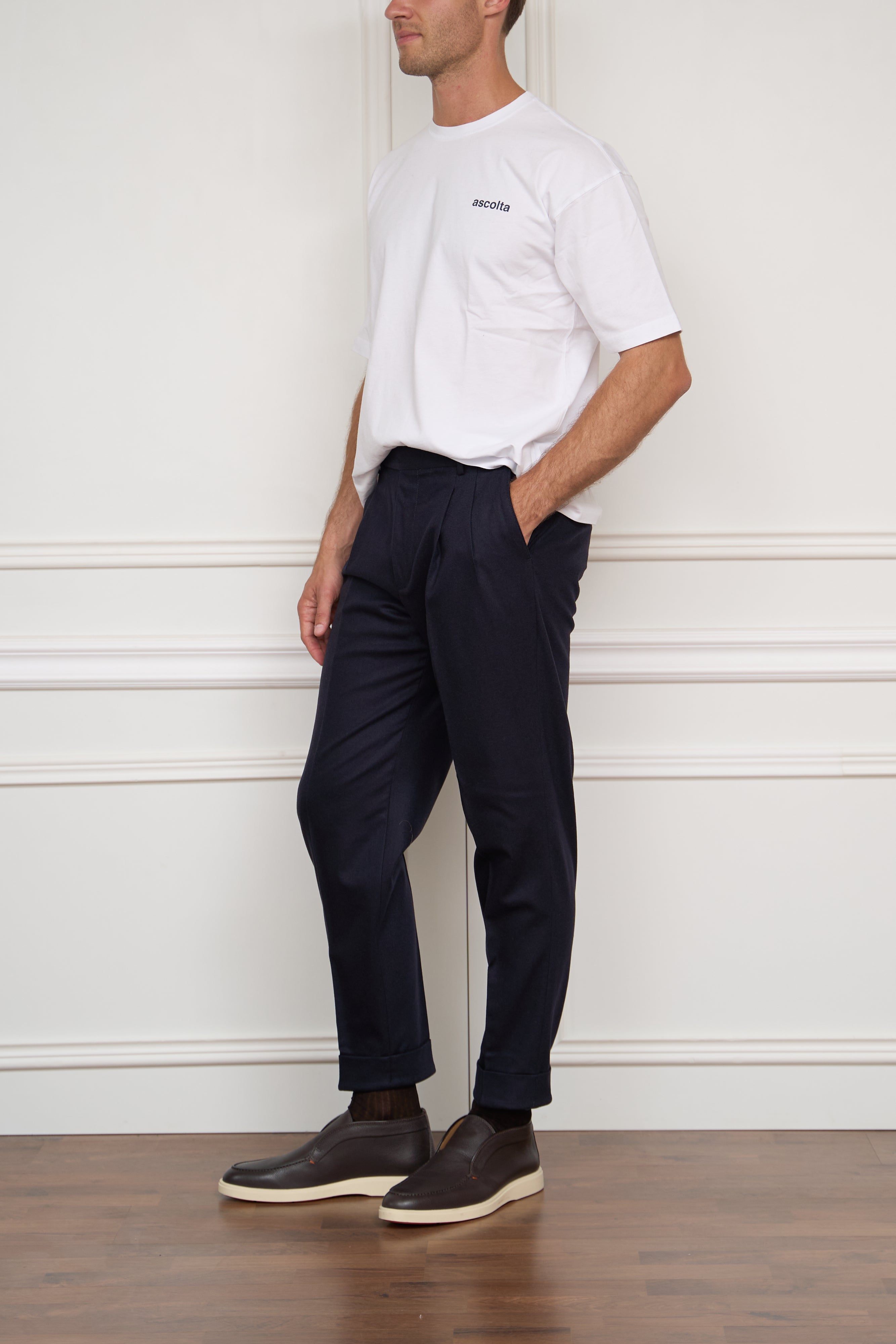 Flanellhose in navy