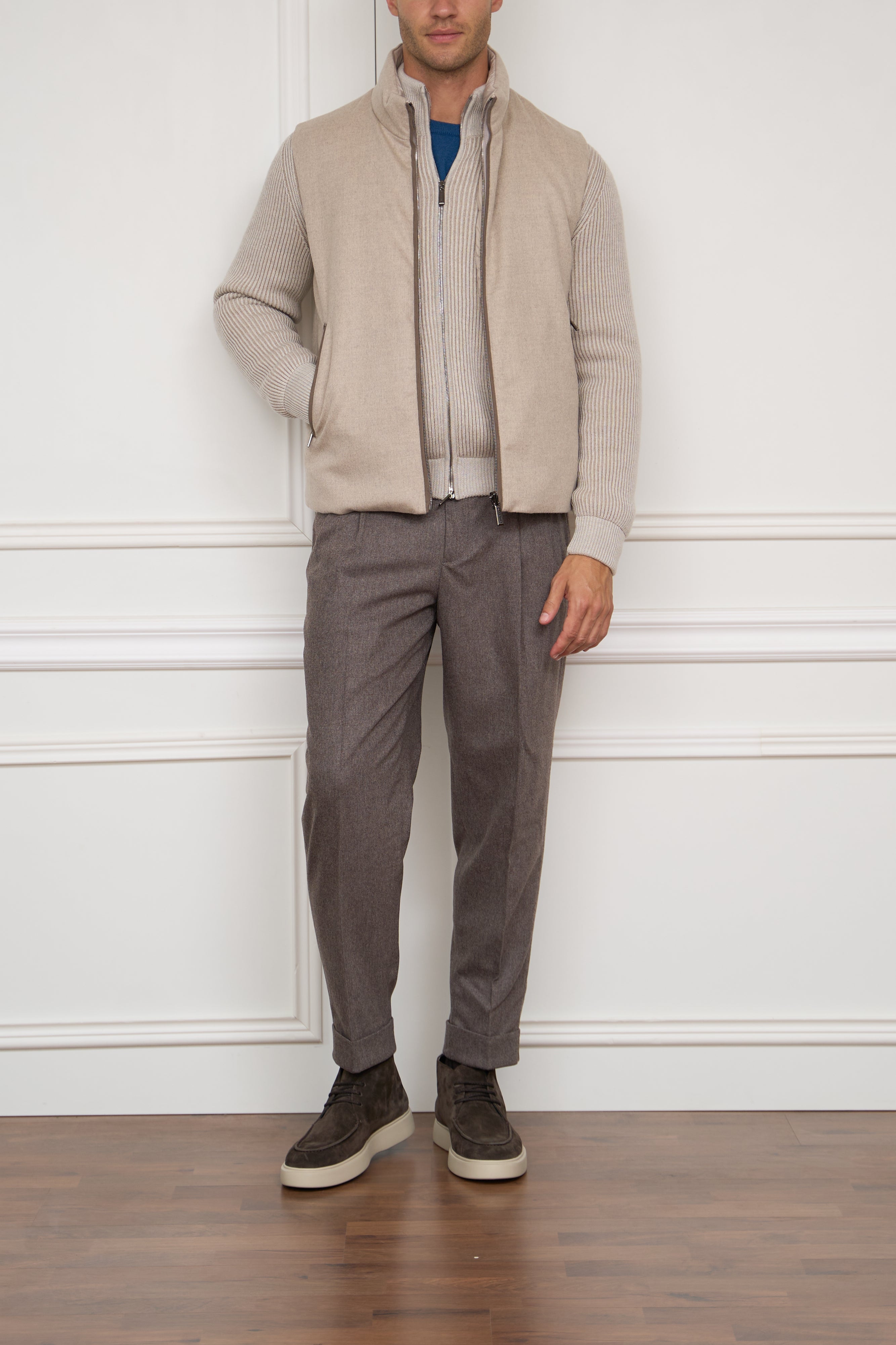Wendeweste aus Kaschmir in beige