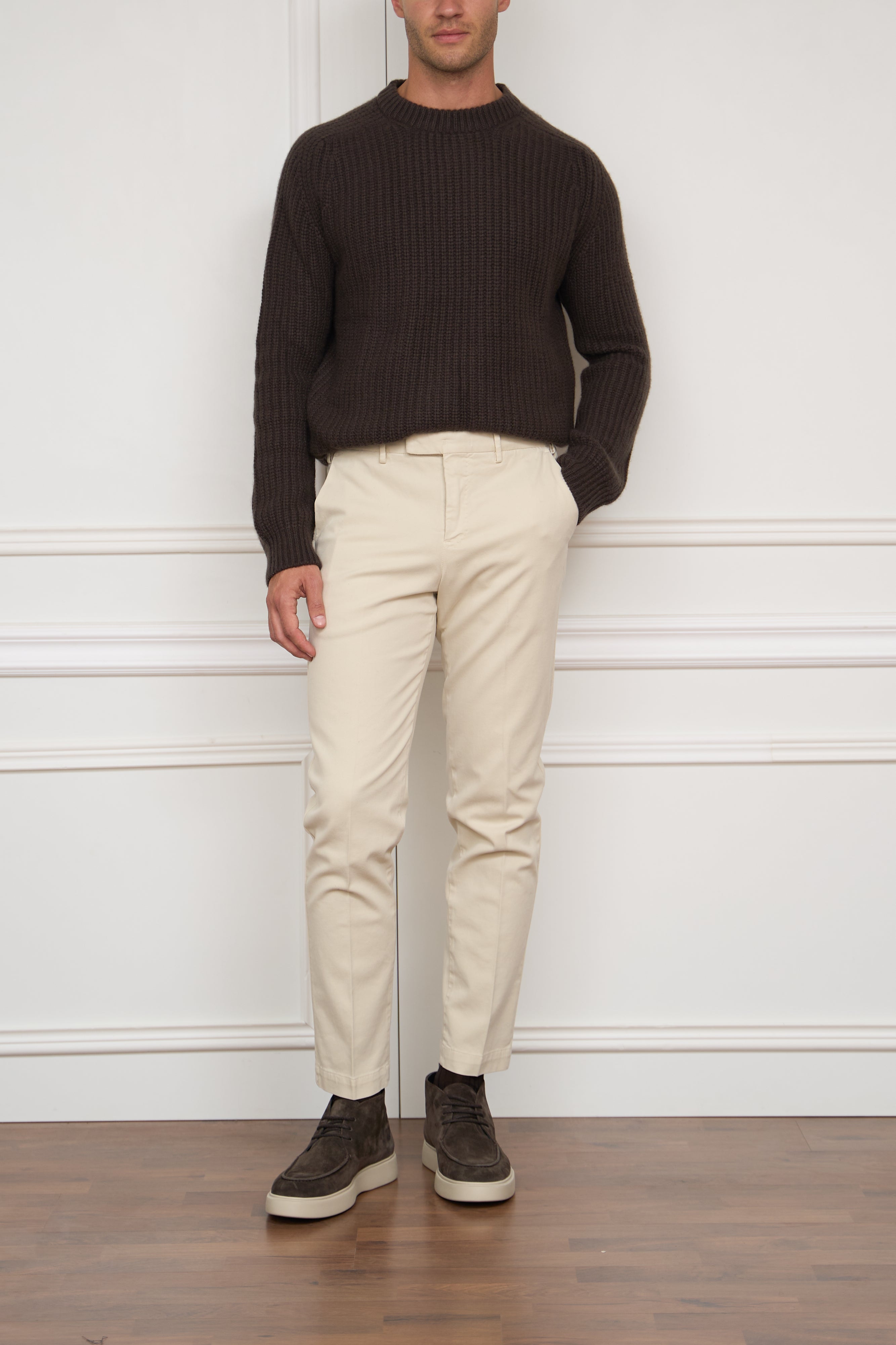 Baumwoll-Kaschmirhose in beige