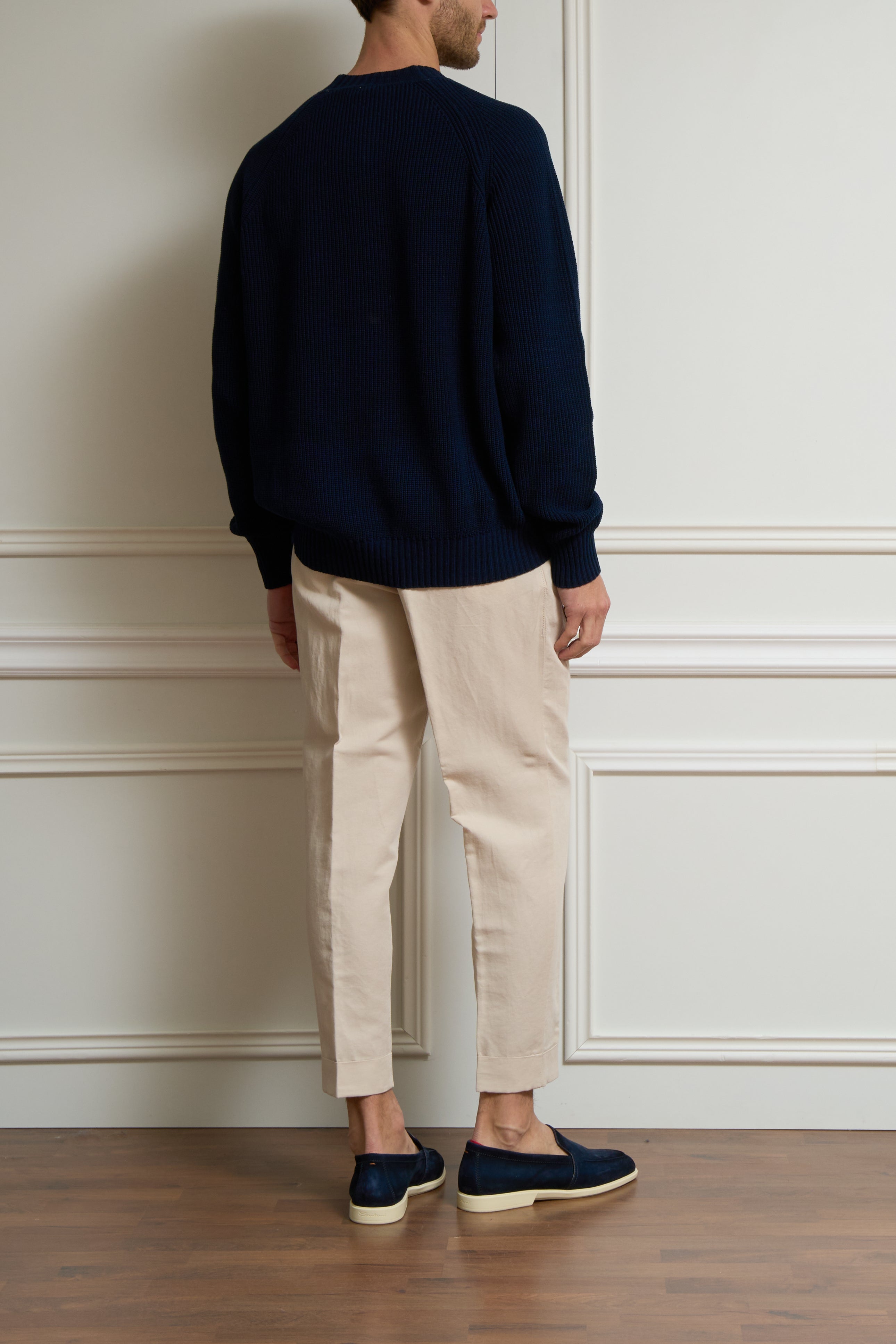 Shetland wool sweater in navy