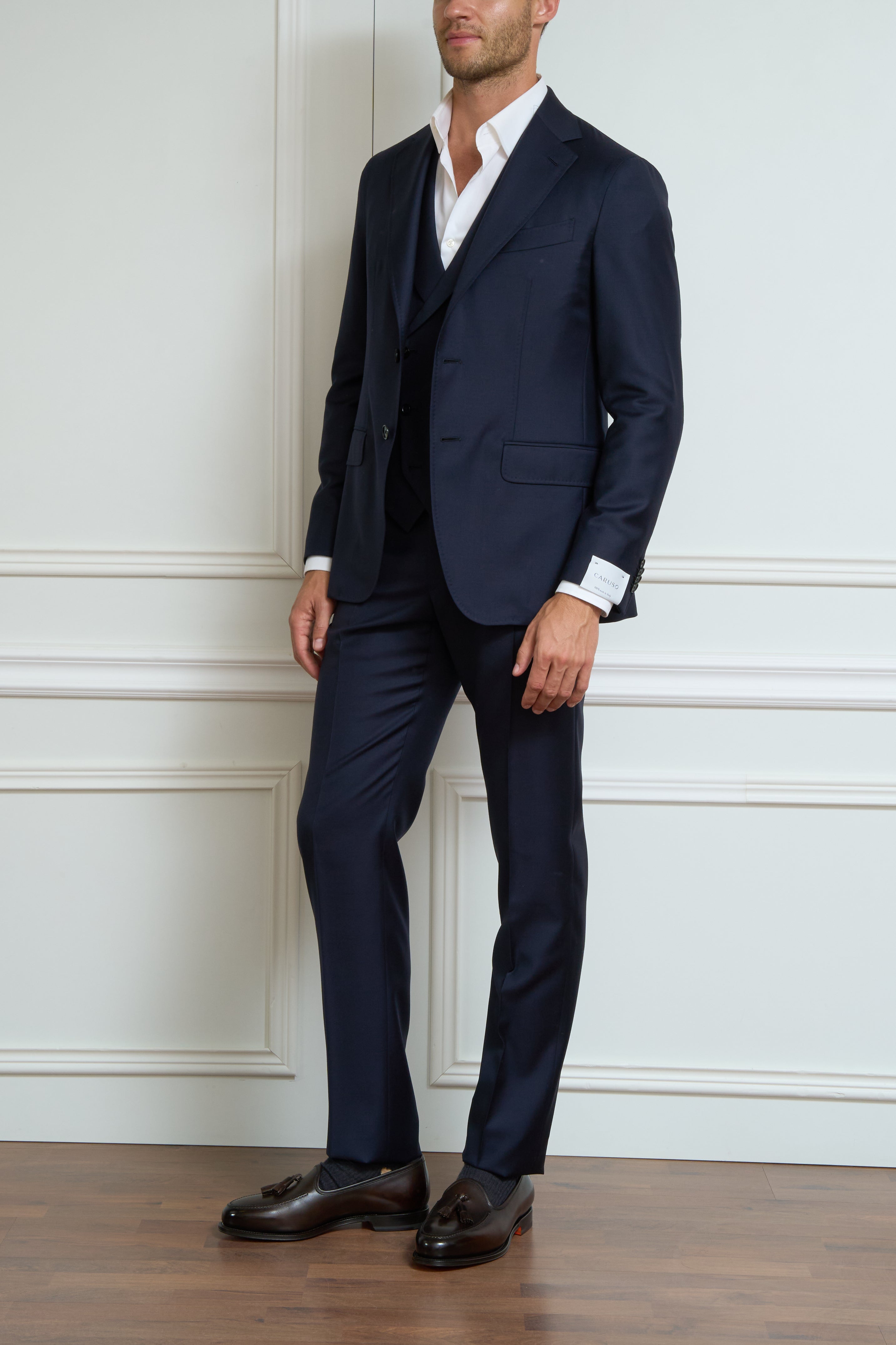 Three-piece suit in navy