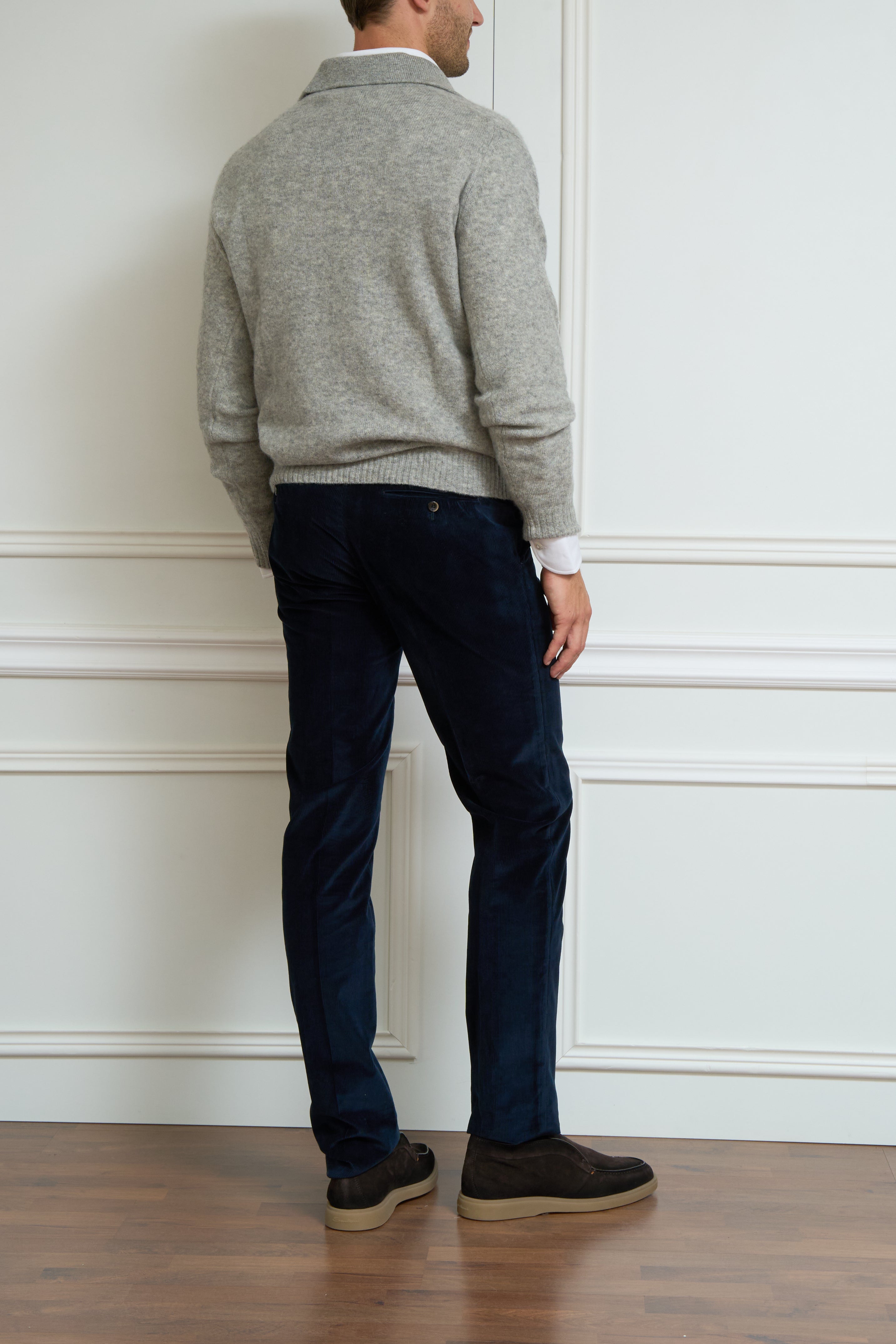 Long-sleeve polo in grey